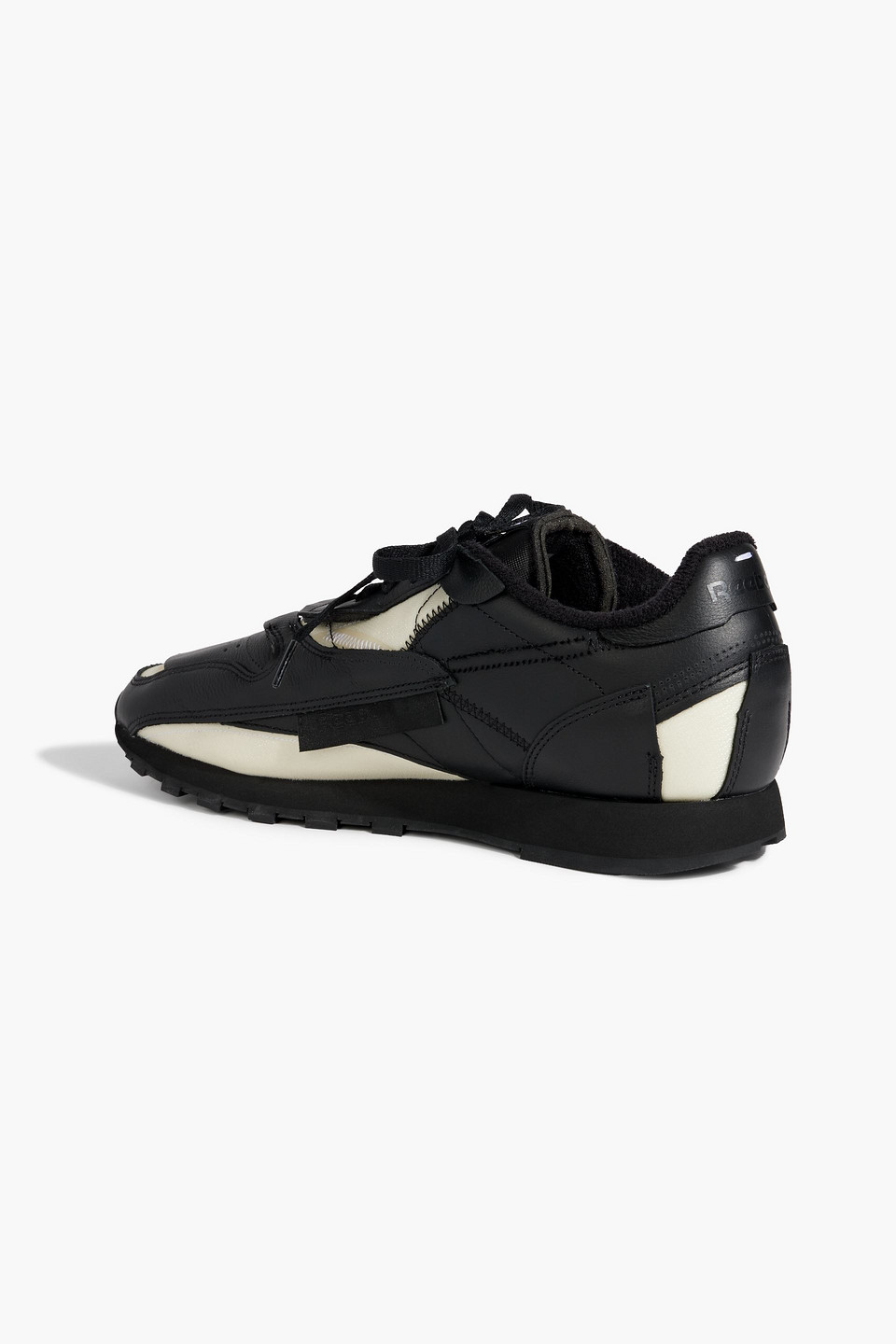 Shop Maison Margiela X Reebok Project 0 Cl Memory Of V2 Shell-trimmed Leather Sneakers In Black