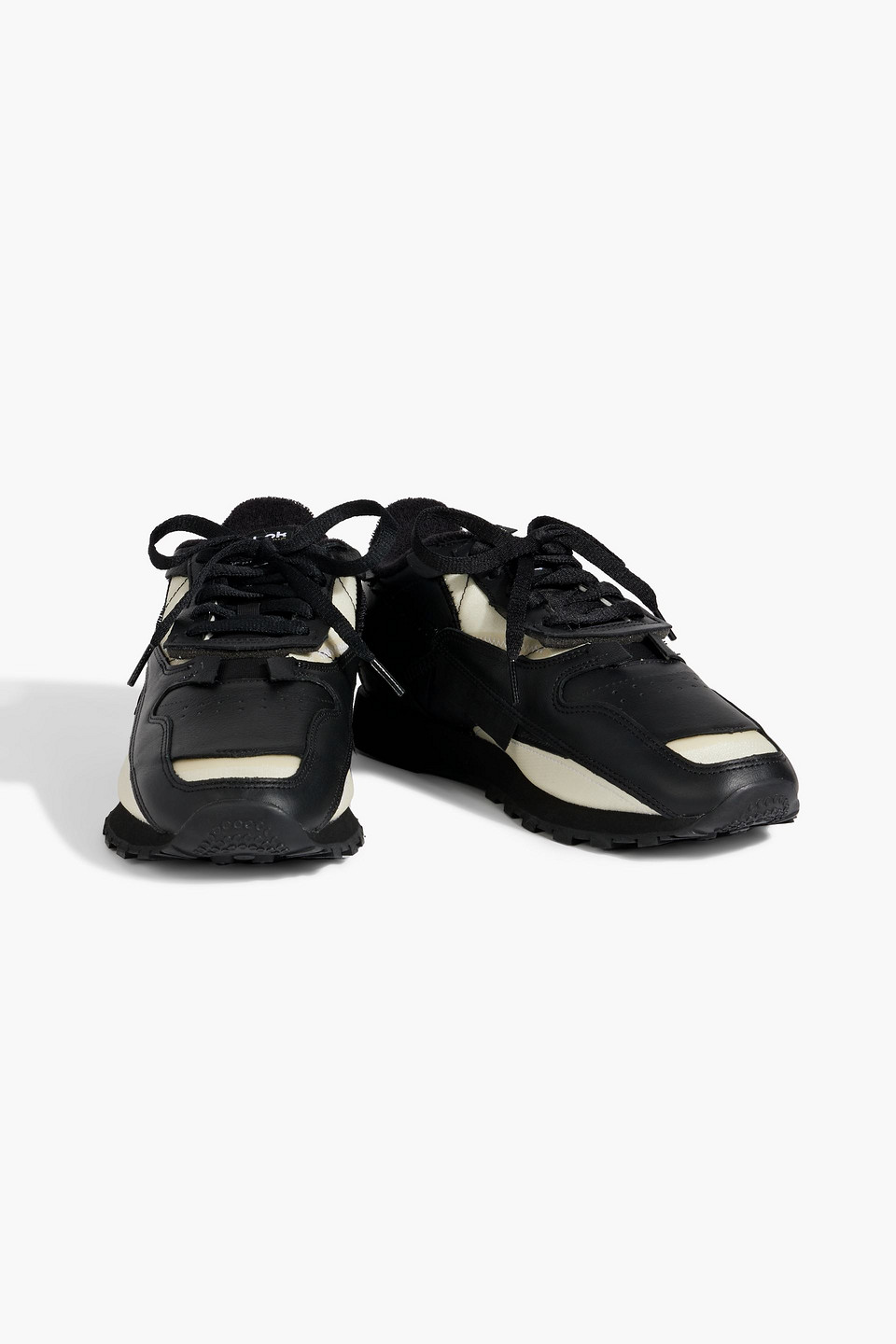 Shop Maison Margiela X Reebok Project 0 Cl Memory Of V2 Shell-trimmed Leather Sneakers In Black