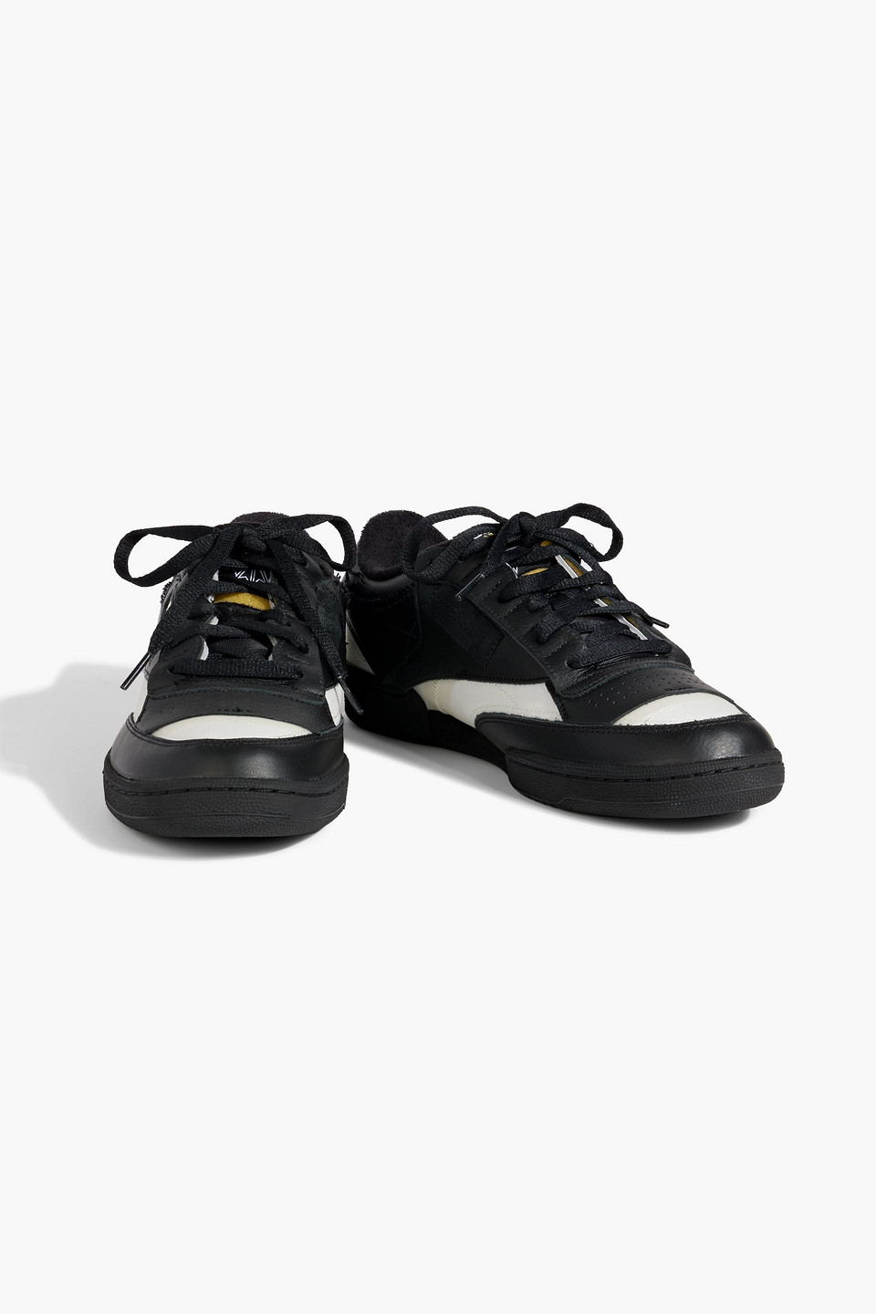 Shop Maison Margiela X Reebok Club C Mesh And Leather Sneakers In Black