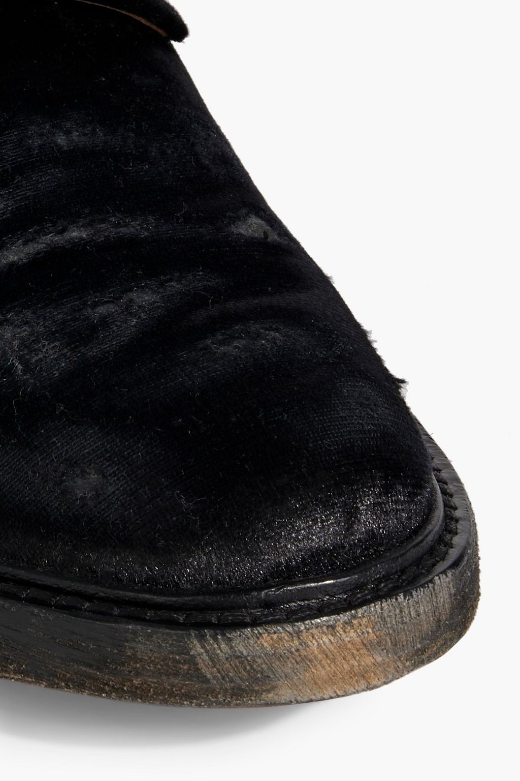 MAISON MARGIELA حذاء ديربي مصنوع من المخمل بتأثير معتق