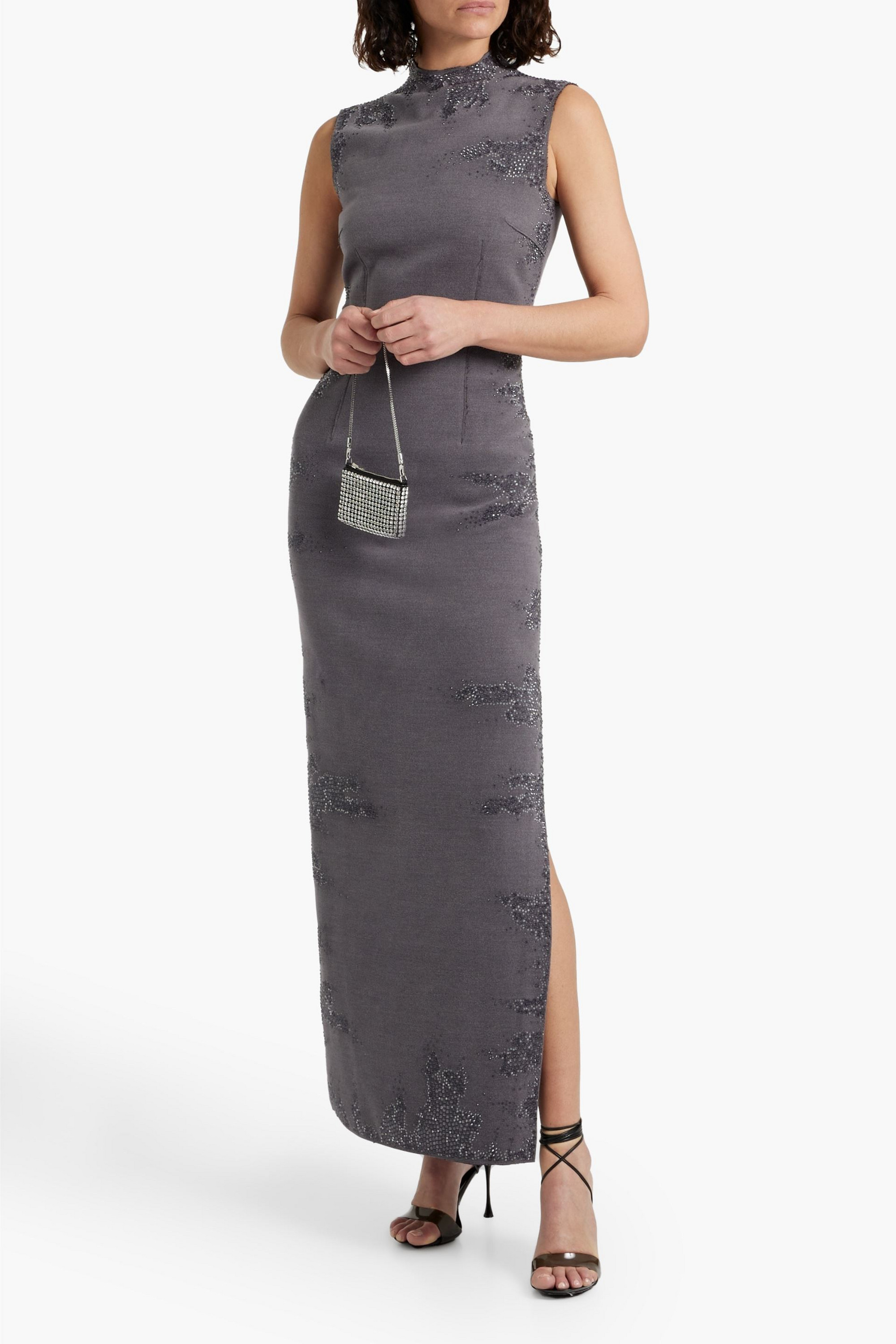 16Arlington Mira crystal-embellished felt maxi dress