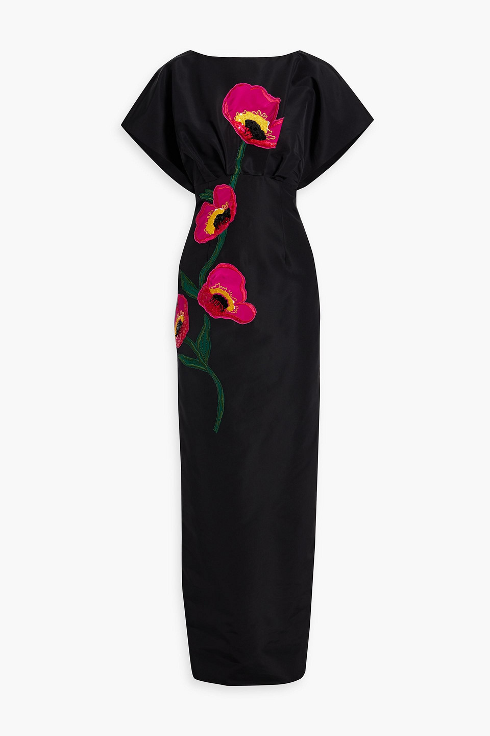 Carolina Herrera Embellished Silk-faille Gown In Black