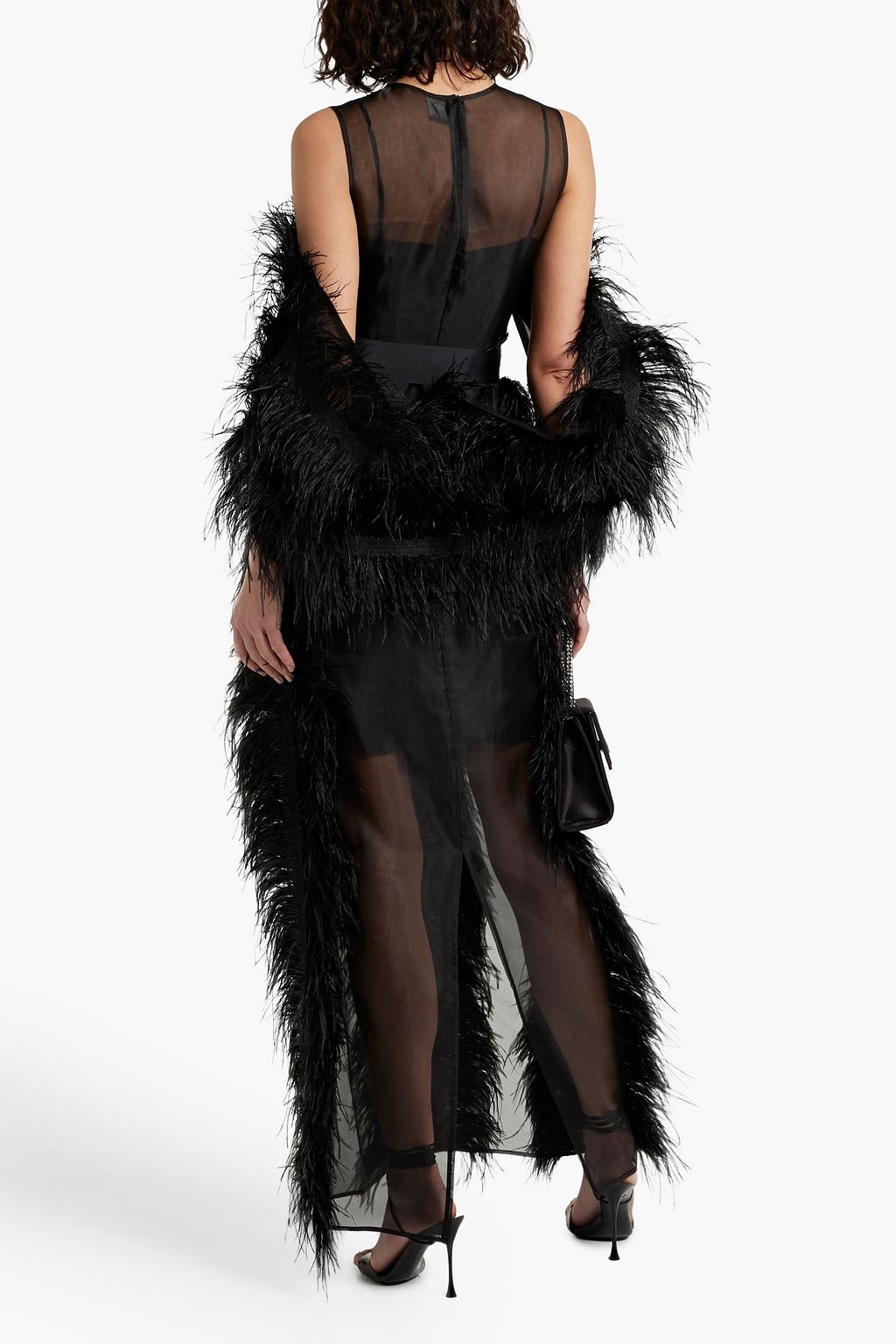 HUISHAN ZHANG Debra feather-embellished silk-organza gown