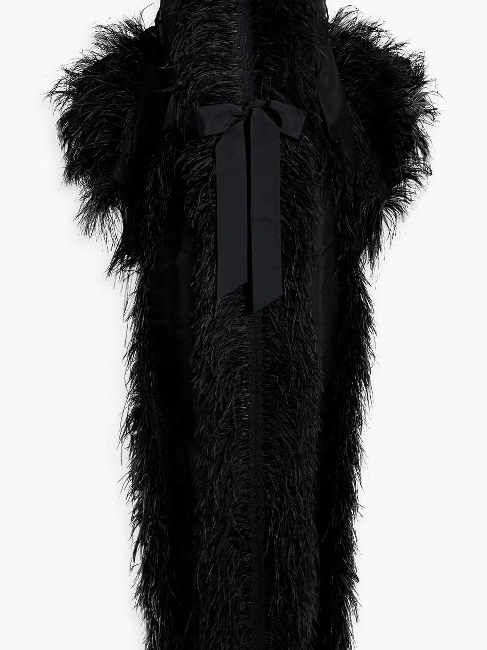 debra feather-embellished silk-organza gown