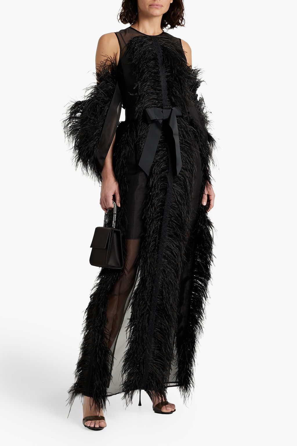 HUISHAN ZHANG Debra feather-embellished silk-organza gown HUISHAN ZHANG Debra feather-embellished silk-organza gown
