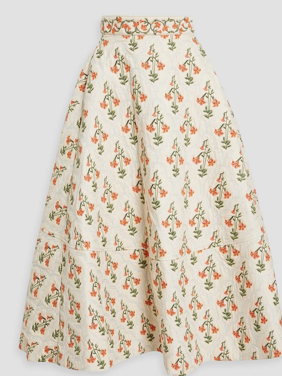 bergamota sabanero atardecer embroidered cotton maxi skirt