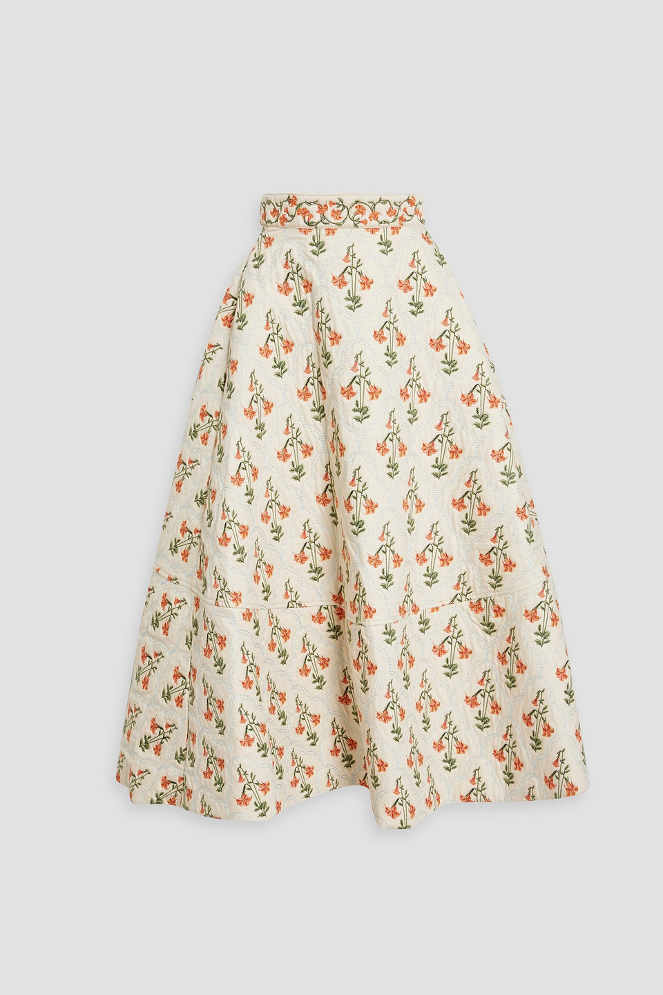 Agua By Agua Bendita Bergamota Sabanero Atardecer Embroidered Cotton Midi Skirt In Ivory