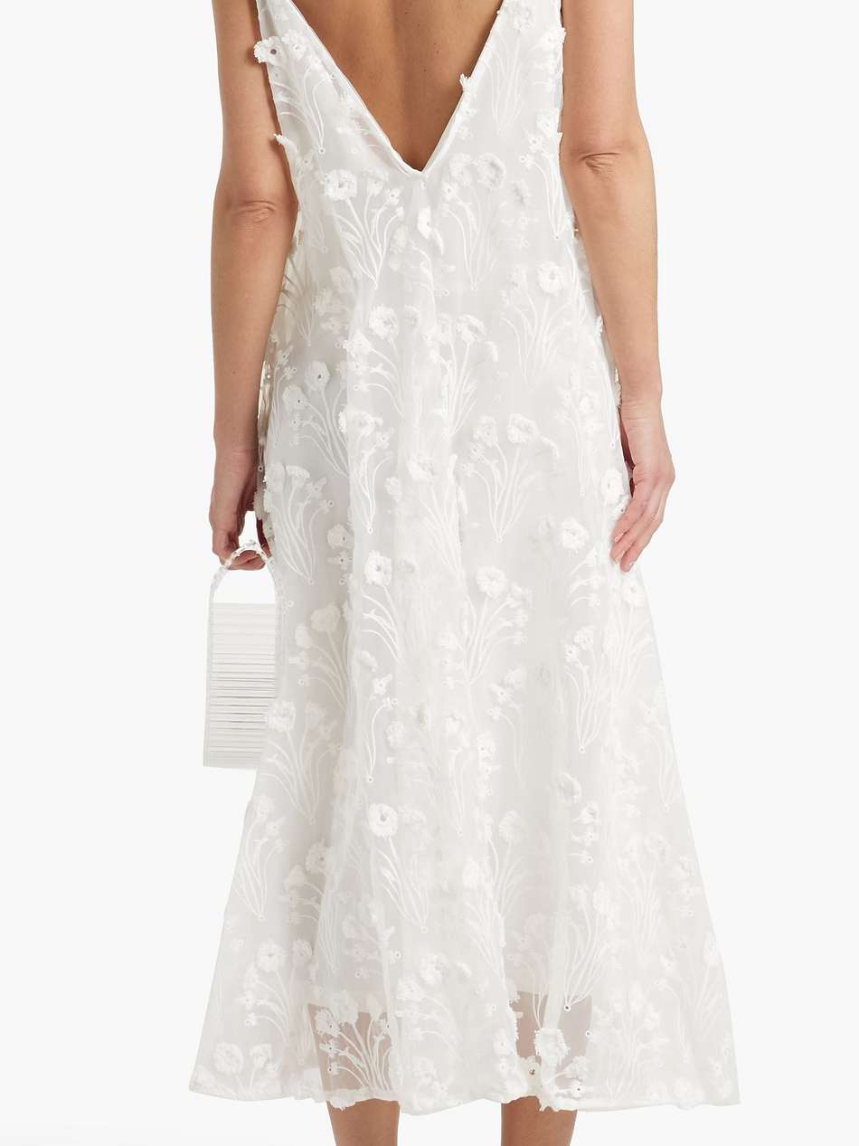 hierbaluisa diente de leon anecer embroidered organza midi slip dress