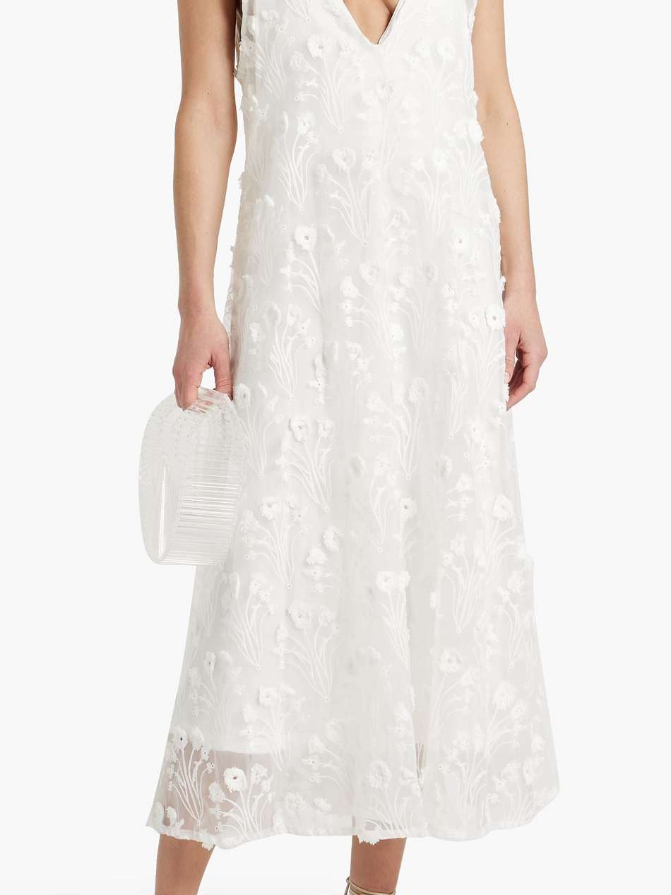hierbaluisa diente de leon anecer embroidered organza midi slip dress