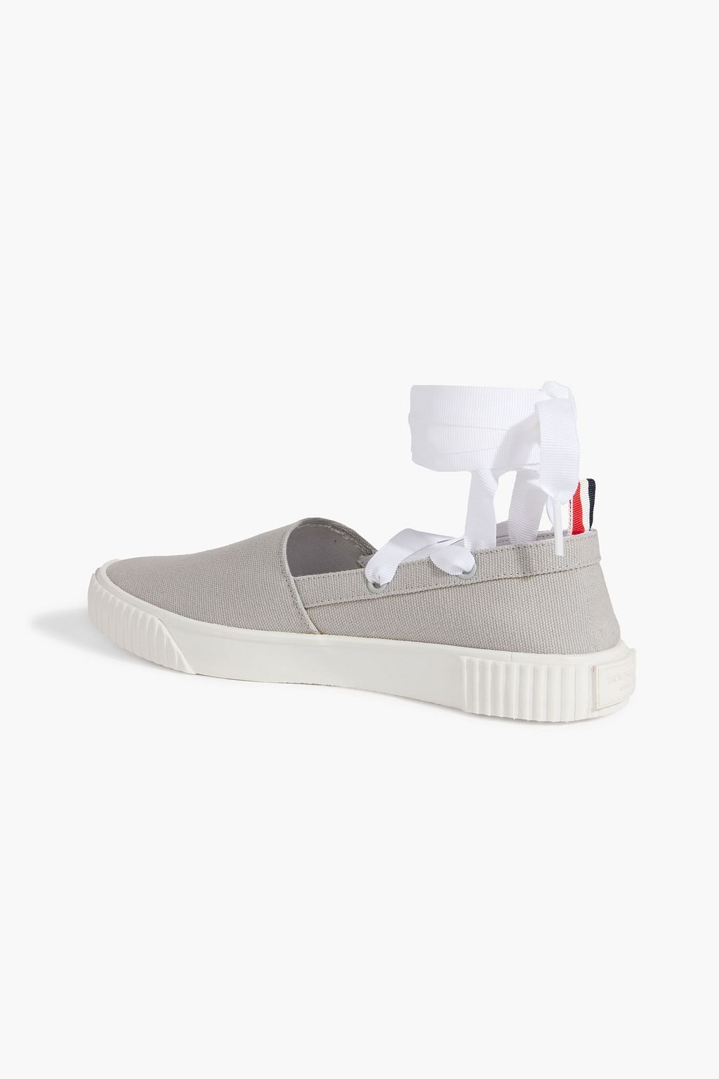 THOM BROWNE Grosgrain-trimmed canvas sneakers