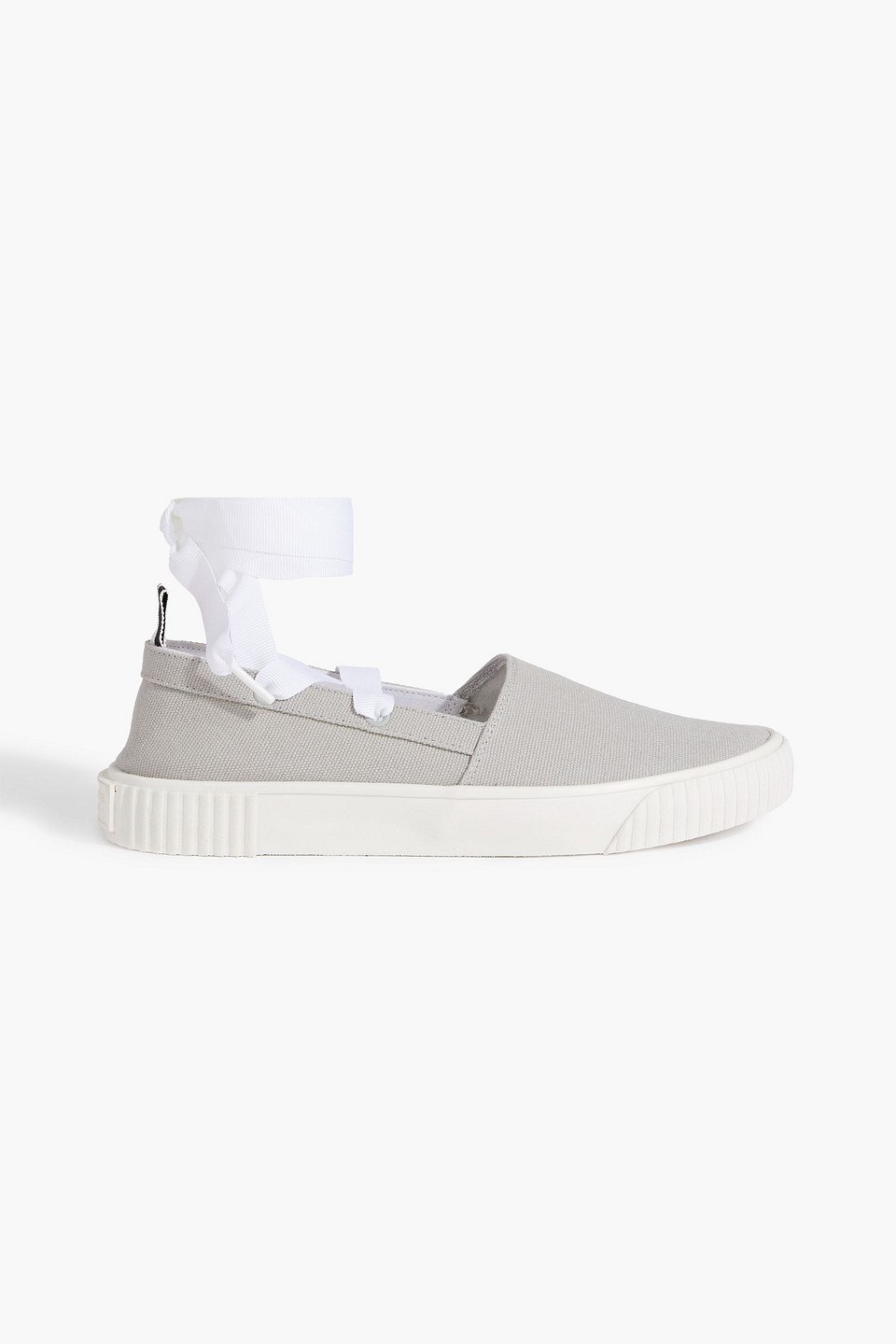 Thom Browne Grosgrain-trimmed Canvas Sneakers In Light Gray