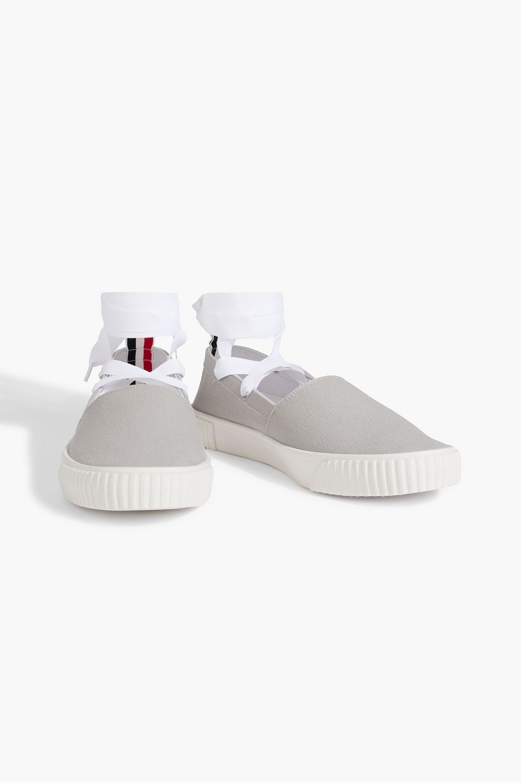 THOM BROWNE Grosgrain-trimmed canvas sneakers