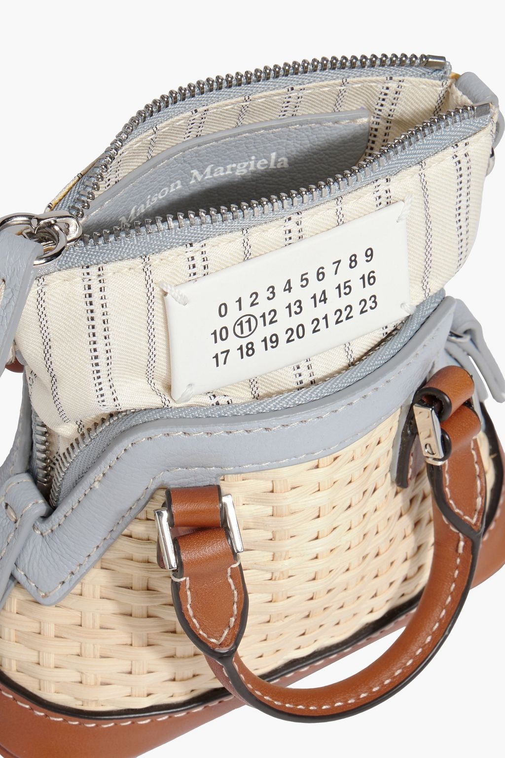 MAISON MARGIELA 5AC Classique leather-trimmed jacquard and rattan shoulder bag