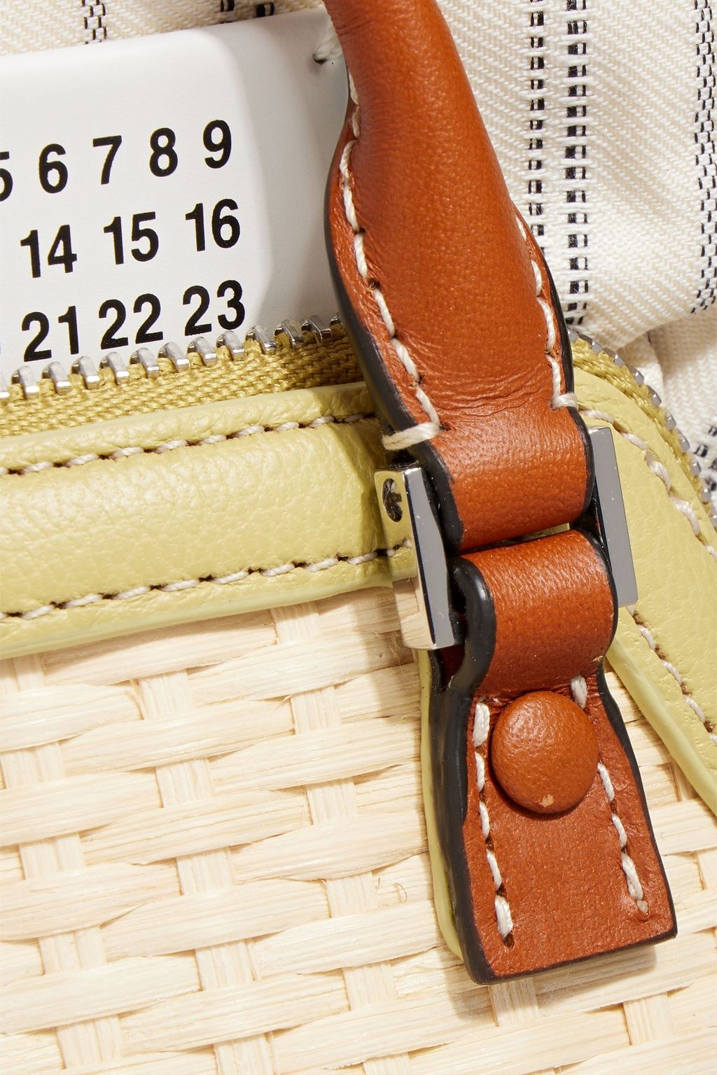 MAISON MARGIELA 5AC Classique leather-trimmed jacquard and rattan shoulder bag