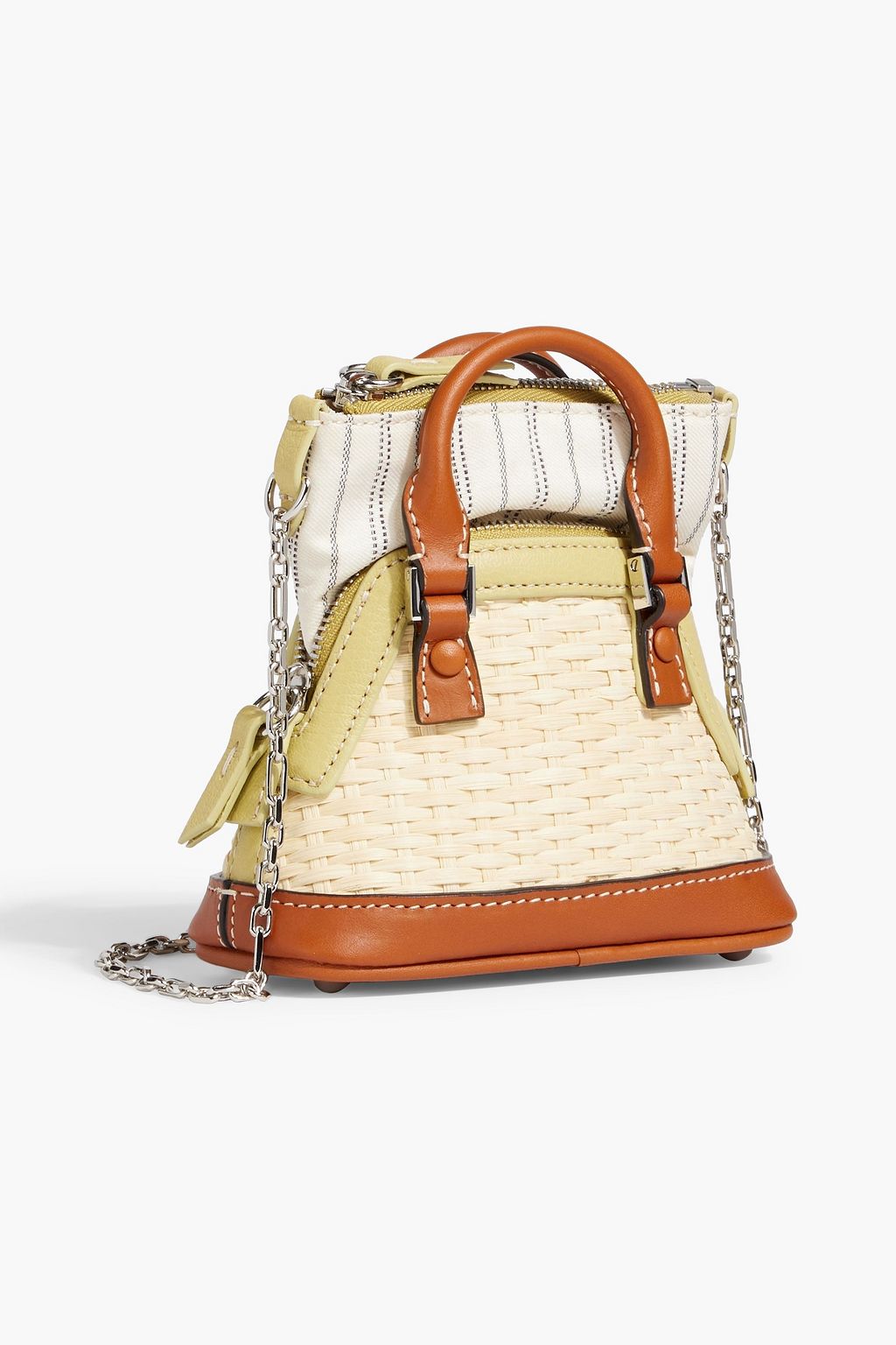 MAISON MARGIELA 5AC Classique leather-trimmed jacquard and rattan shoulder bag