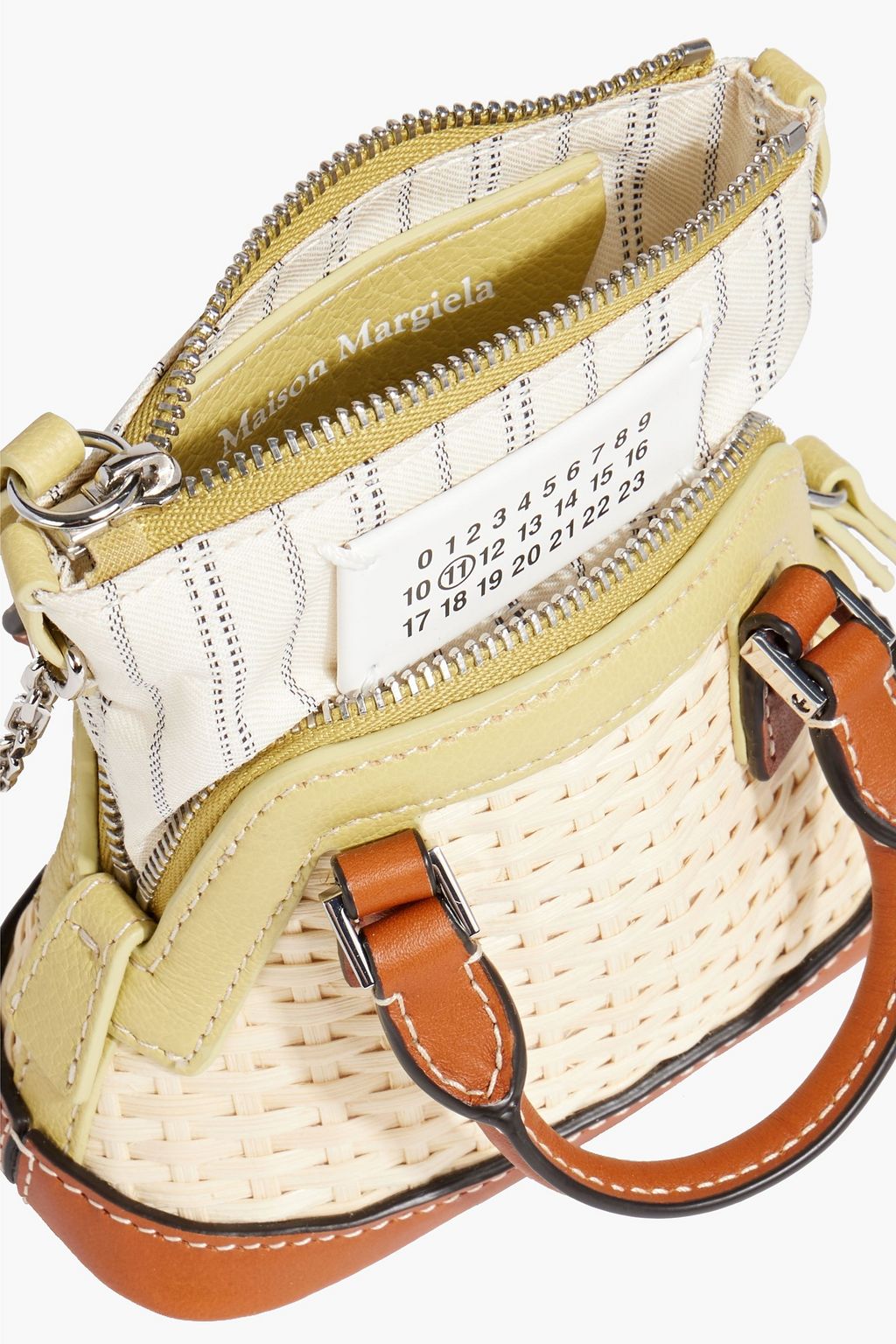 MAISON MARGIELA 5AC Classique leather-trimmed jacquard and rattan shoulder bag