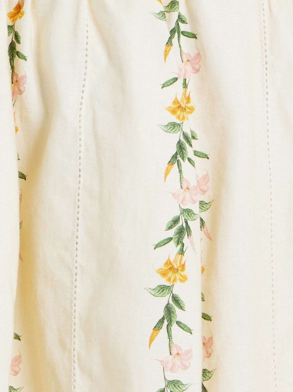 limonaria ranas gathered floral-print linen midi dress