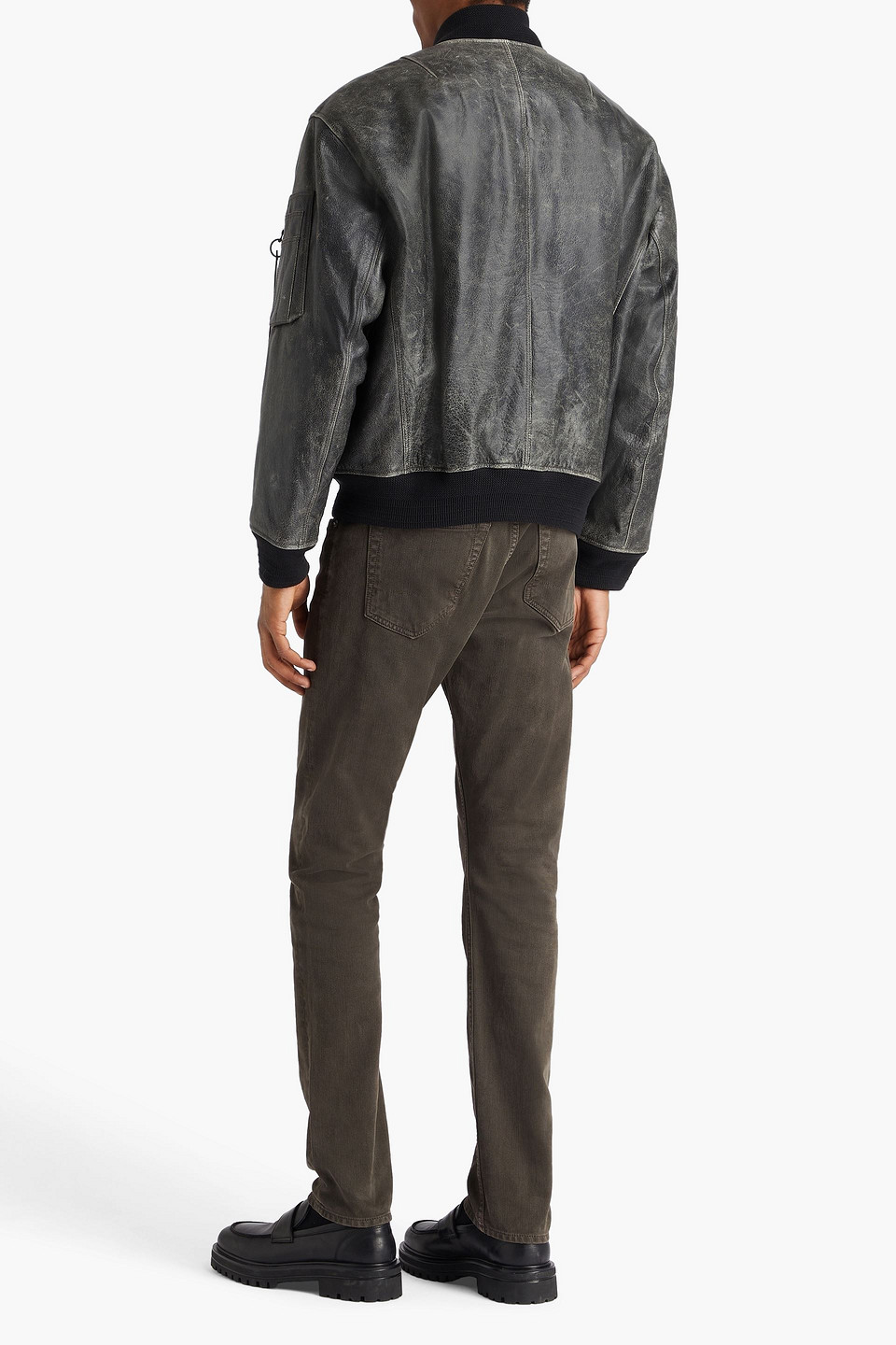  Rag & Bone - Manston Bomberjacke Aus Strukturiertem Leder - Schwarz - M 