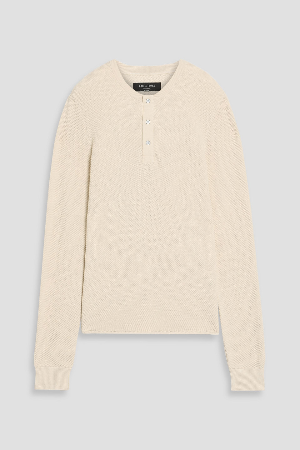 rag & bone - dexter cotton-piqué henley sweater - white - m