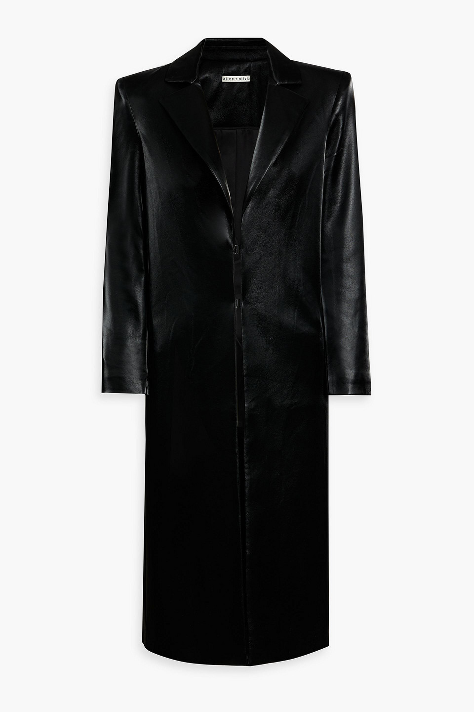 Alice And Olivia Mya Faux Leather Coat In Black