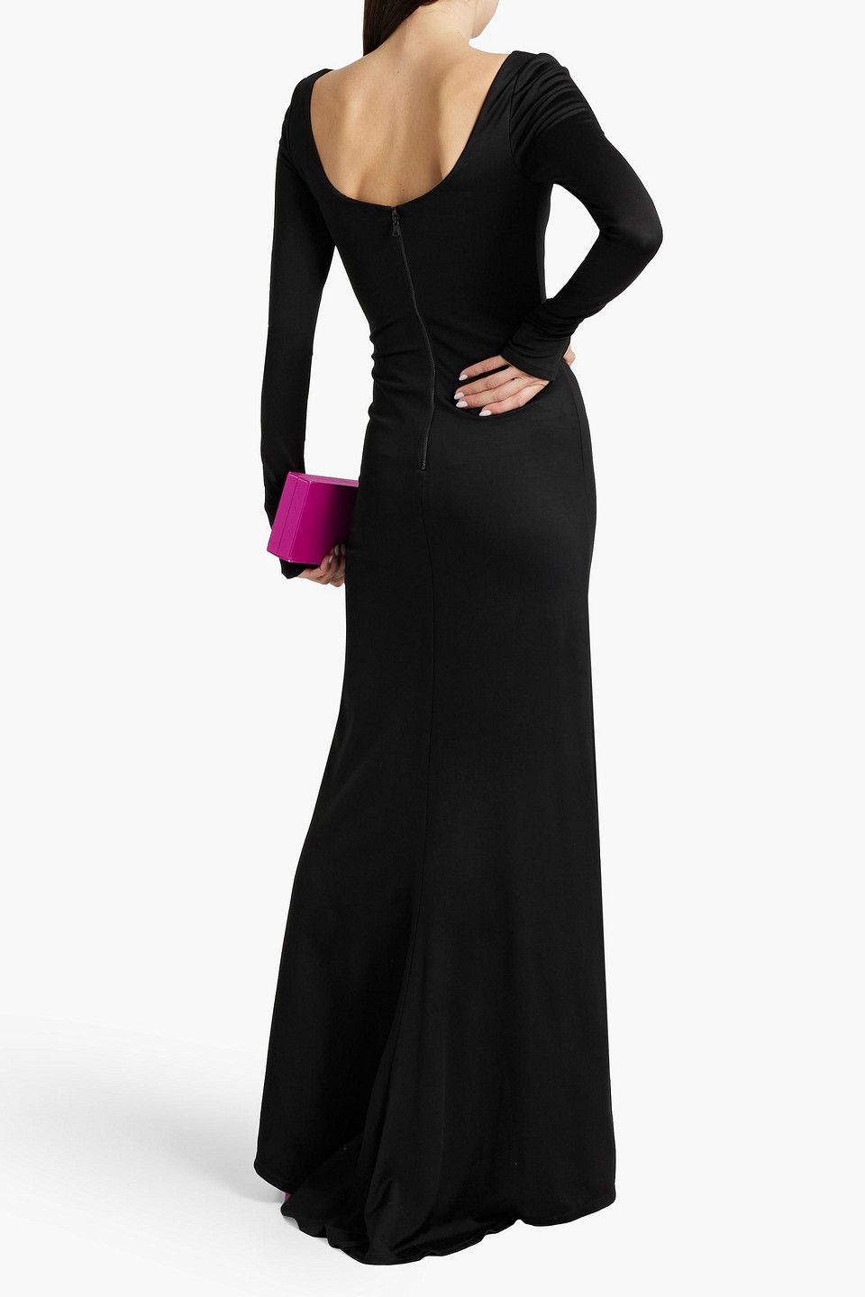 Shop Alice And Olivia Kalena Embellished Cutout Jersey Maxi Dress In Black