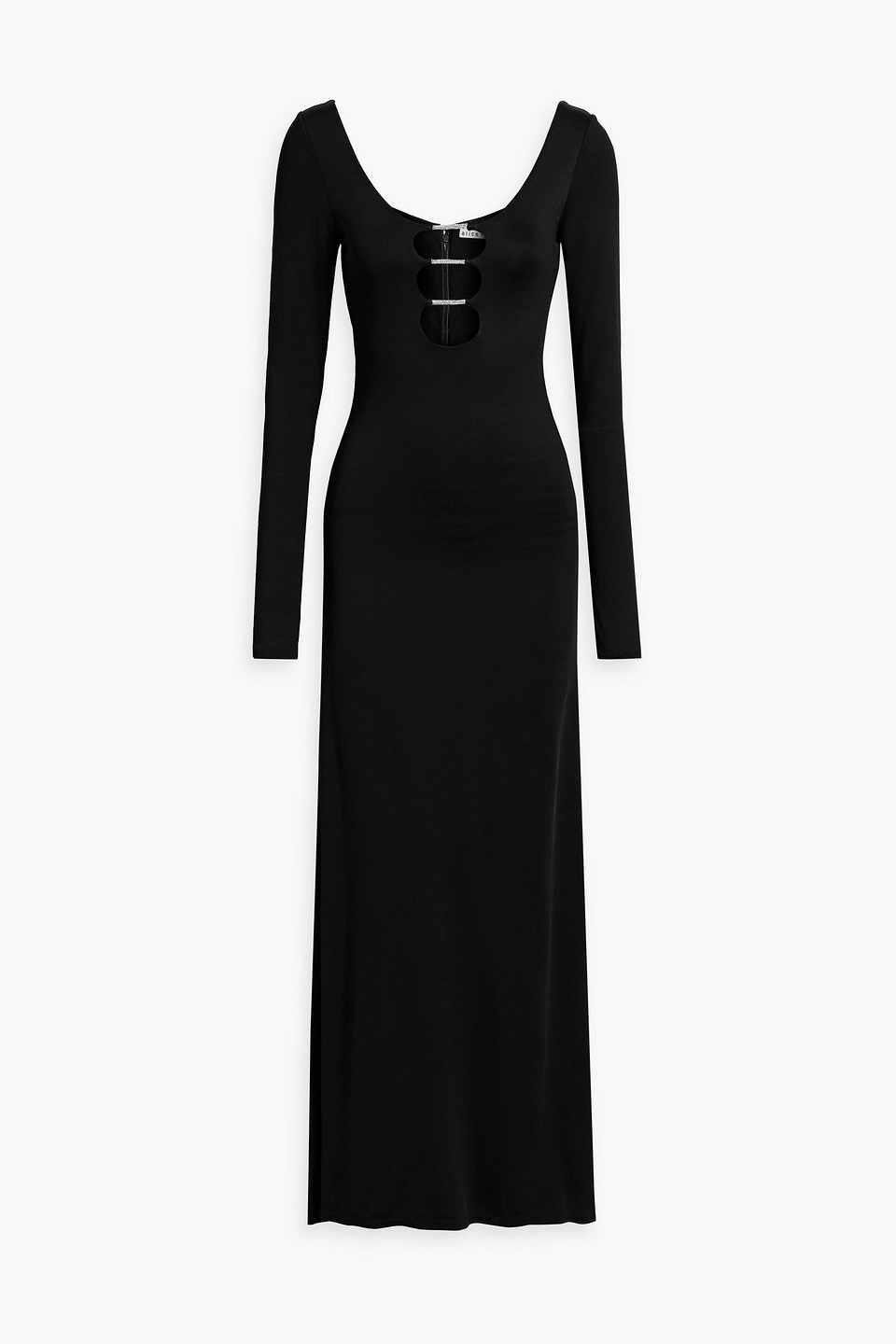 Shop Alice And Olivia Kalena Embellished Cutout Jersey Maxi Dress In Black