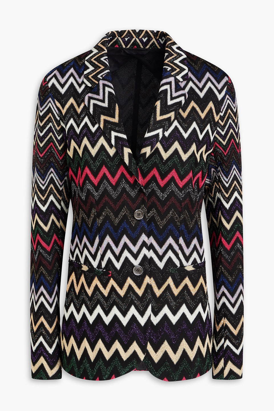 Missoni Metallic Crochet-knit Blazer In Schwarz