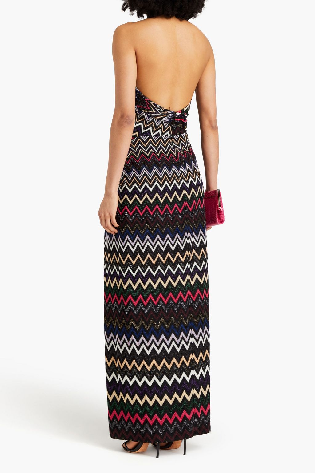 MISSONI Metallic cutout crochet-knit halterneck maxi dress