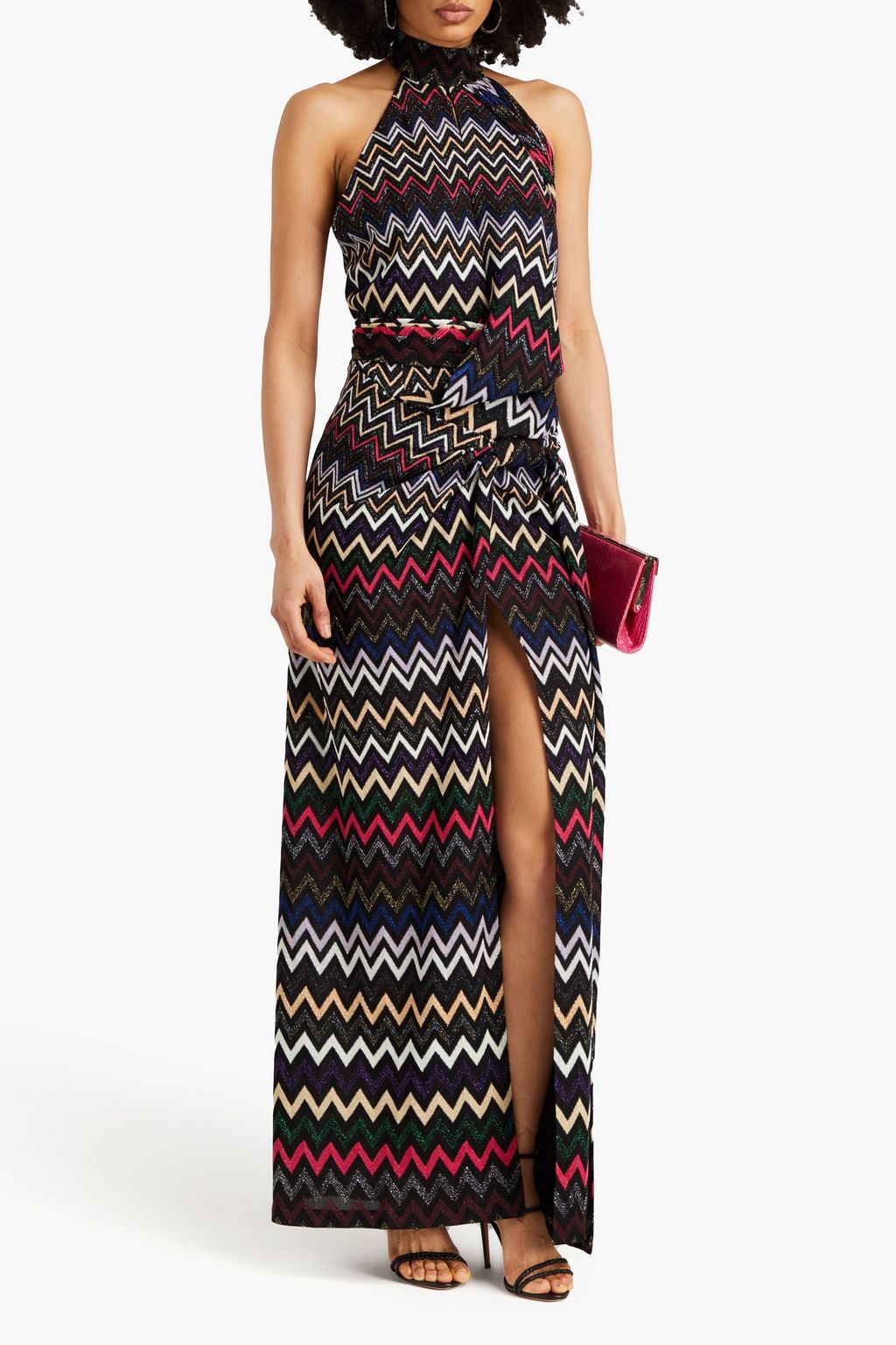 MISSONI Metallic cutout crochet-knit halterneck maxi dress