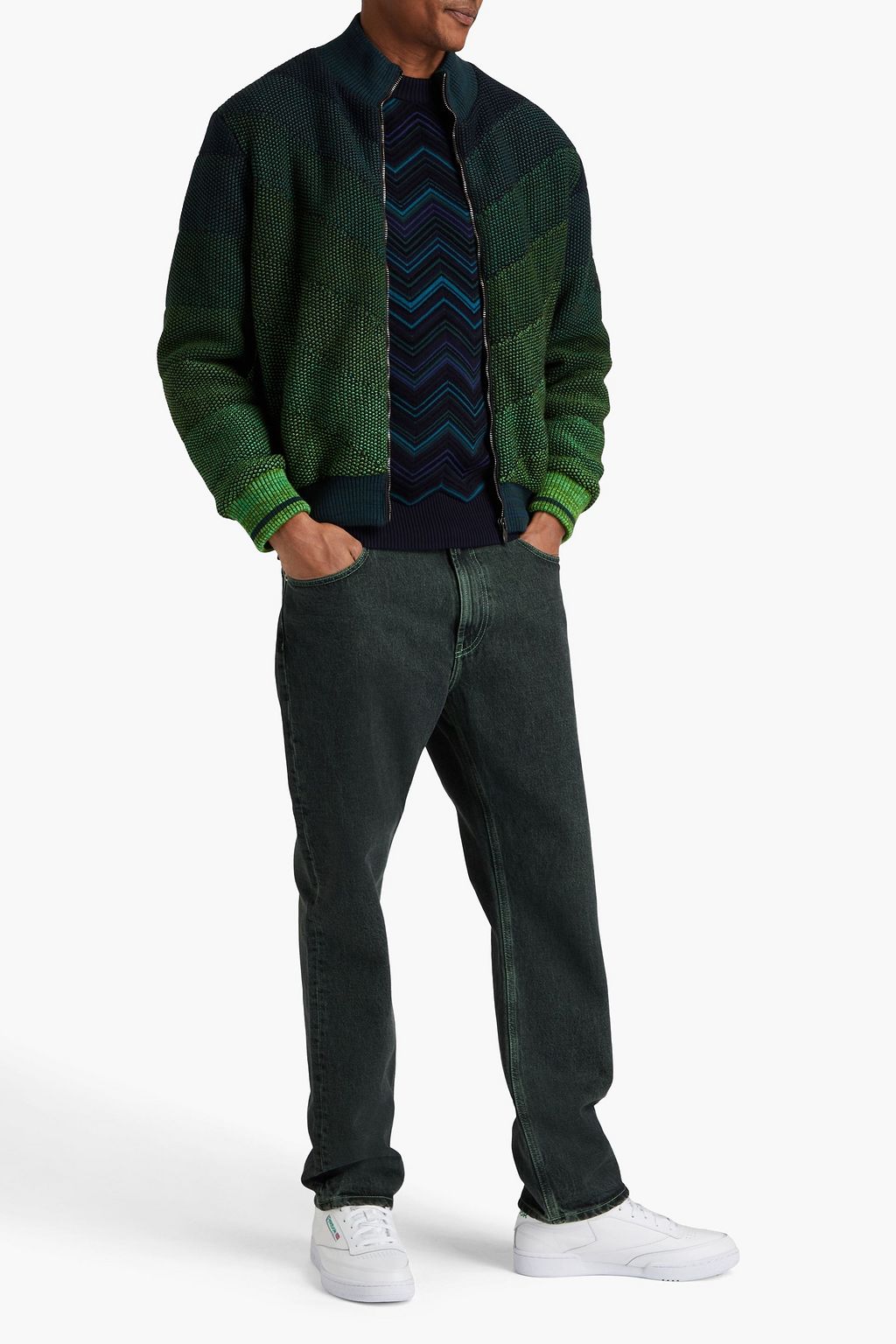 MISSONI Quilted dégradé bouclé-knit down bomber jacket