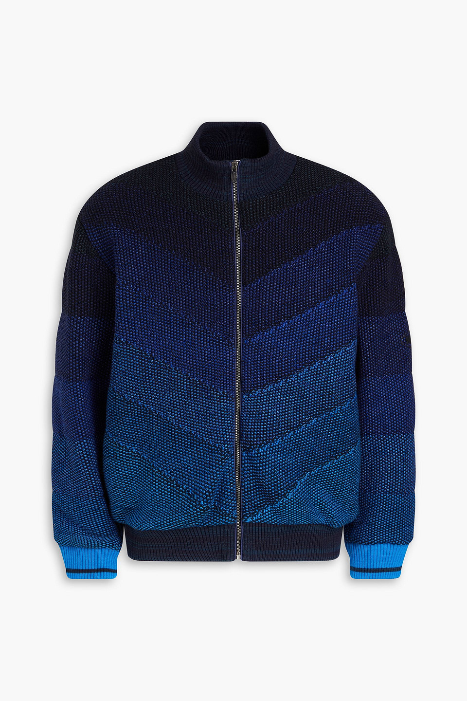 Missoni Quilted Dégradé Bouclé-knit Down Bomber Jacket In Indigo