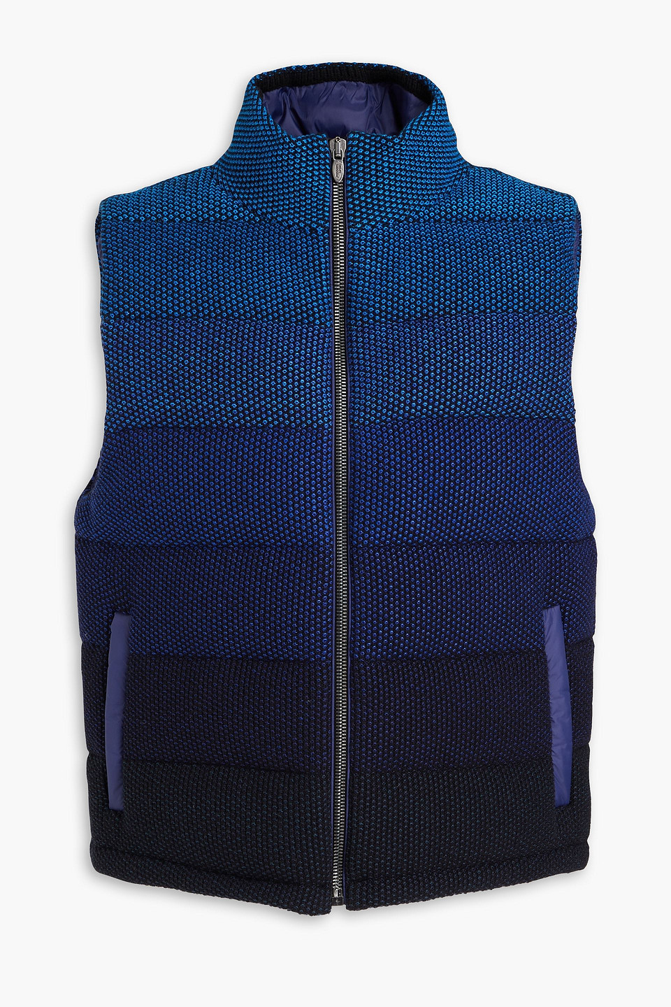 Missoni Dégradé Quilted Bouclé-knit Down Vest In Indigo
