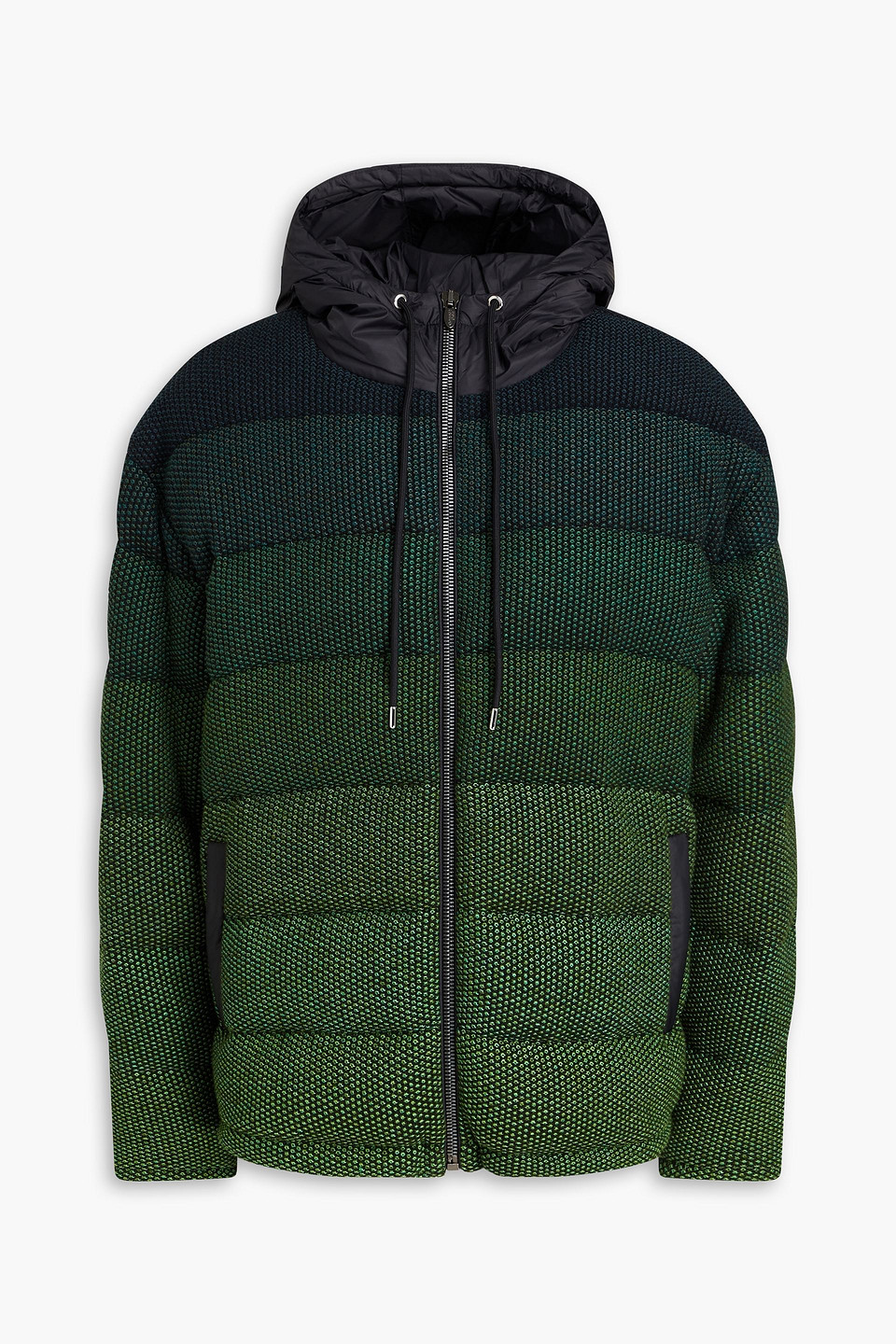 Missoni Dégradé Quilted Bouclé-knit Hooded Down Jacket In Green