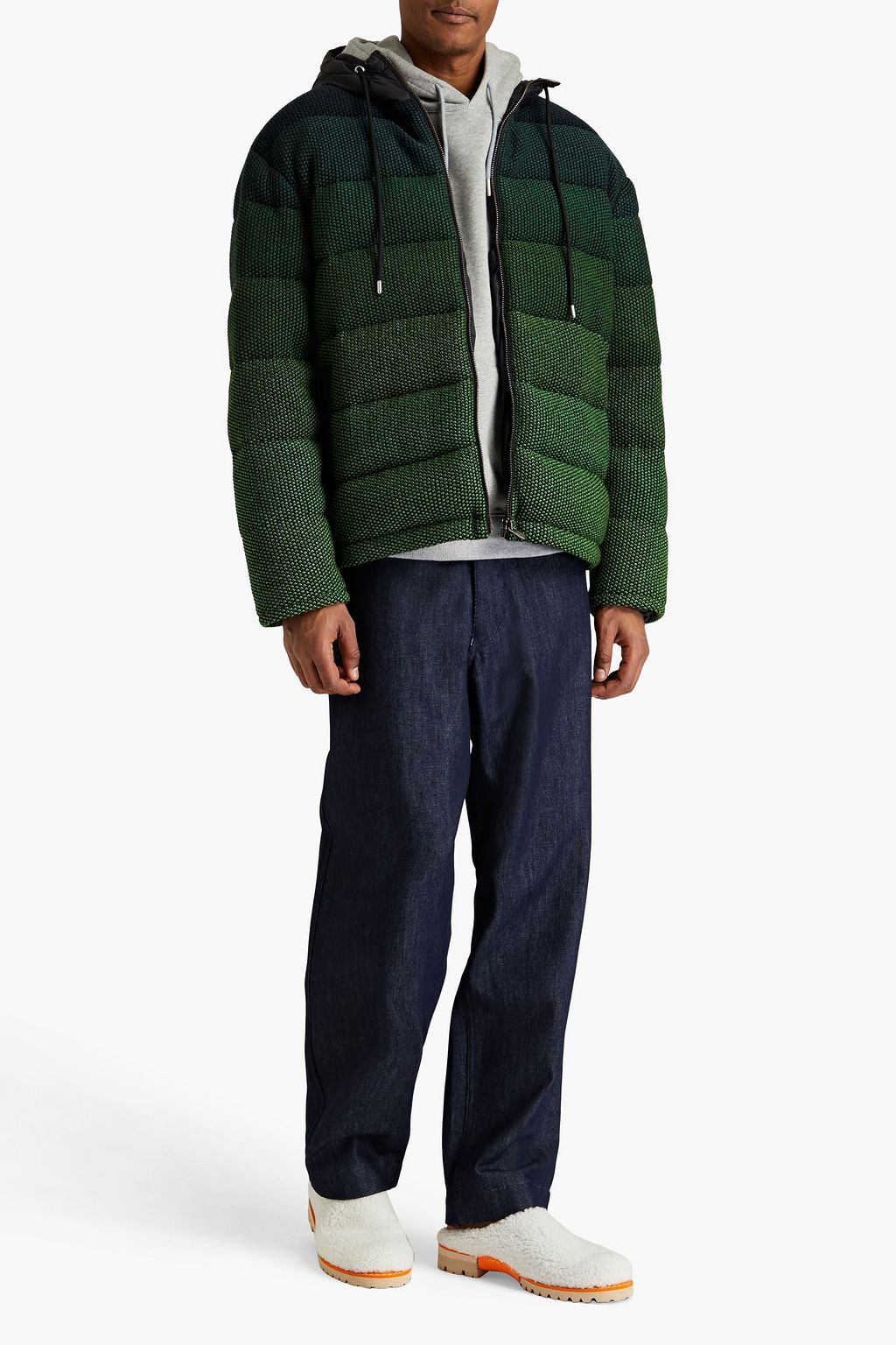 MISSONI Dégradé quilted bouclé-knit hooded down jacket