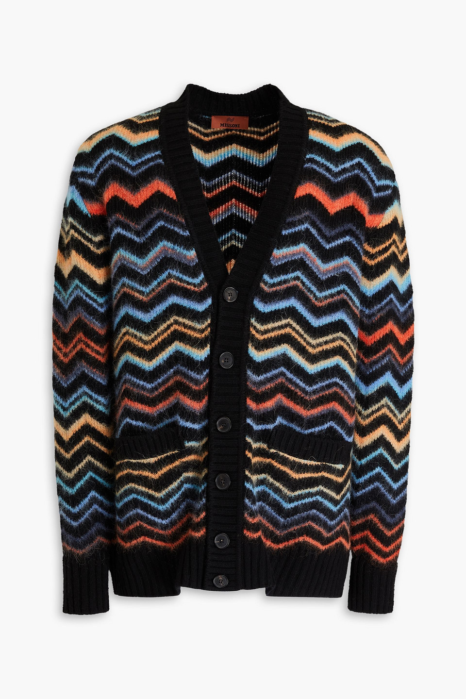 Missoni Zig Zag Wool Cardigan In Black