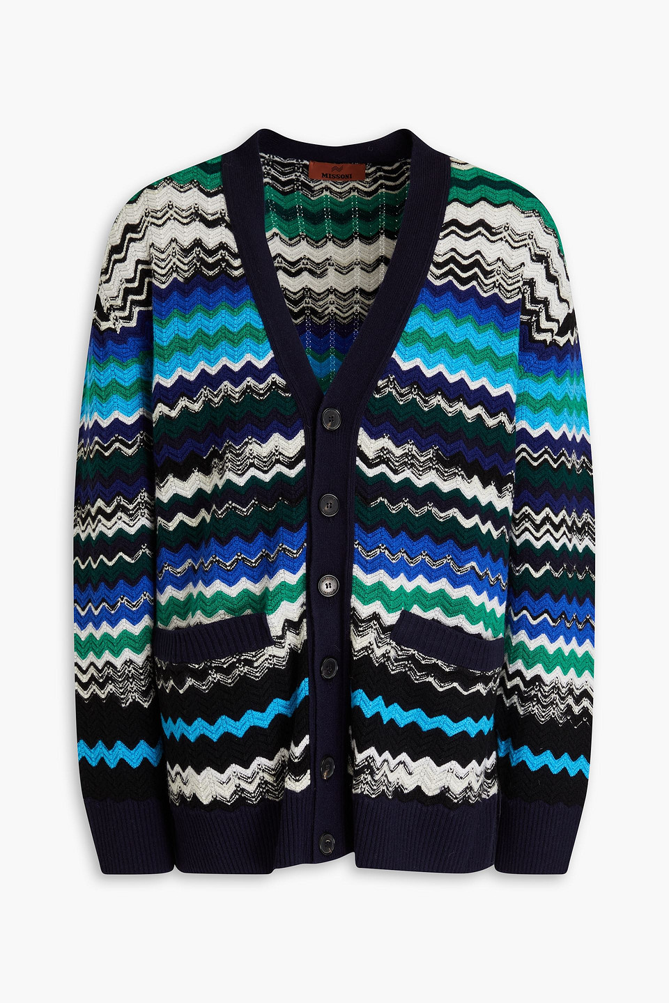 Jacquard-knit wool-blend cardigan