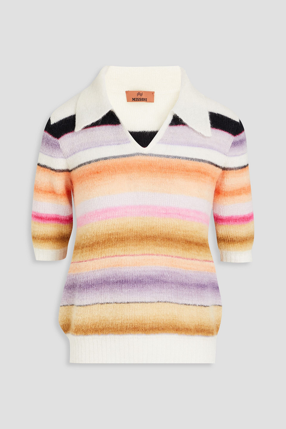 Missoni Striped Knitted Polo Top In White