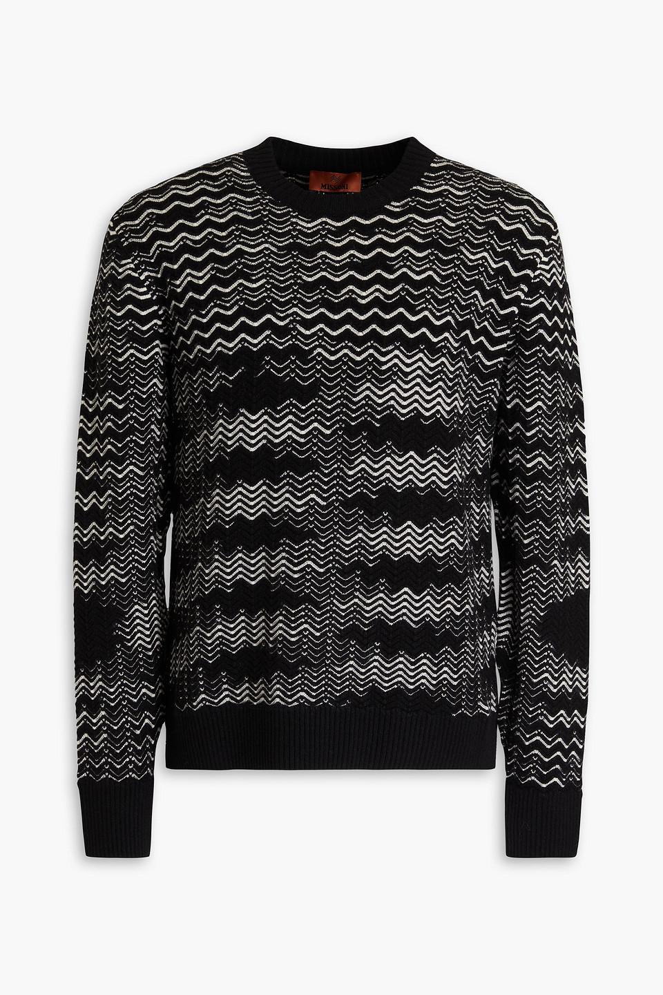 Missoni Handcrafted Wool Blend Crew Neck Sweater In Black