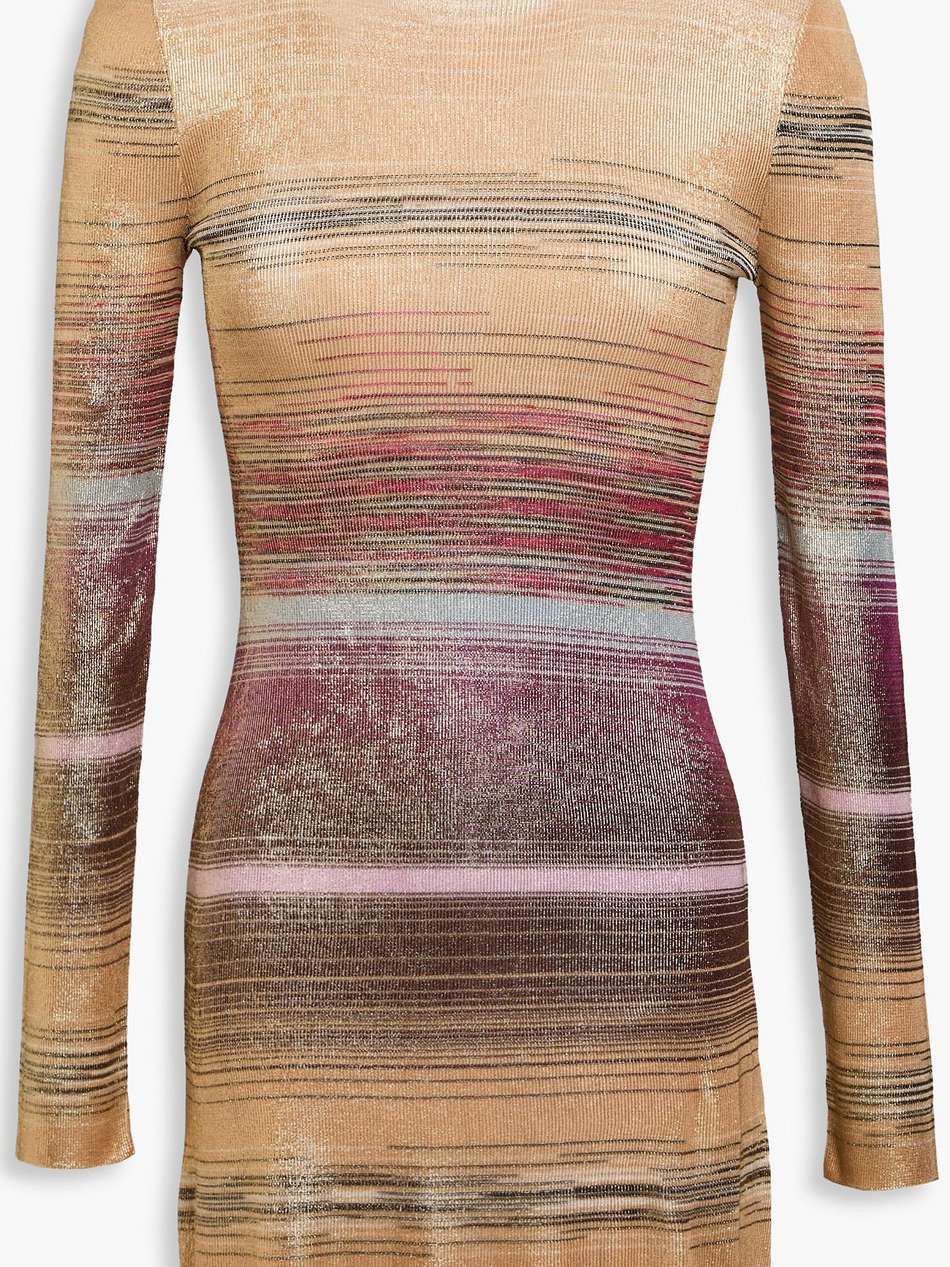 space-dyed metallic knitted turtleneck mini dress