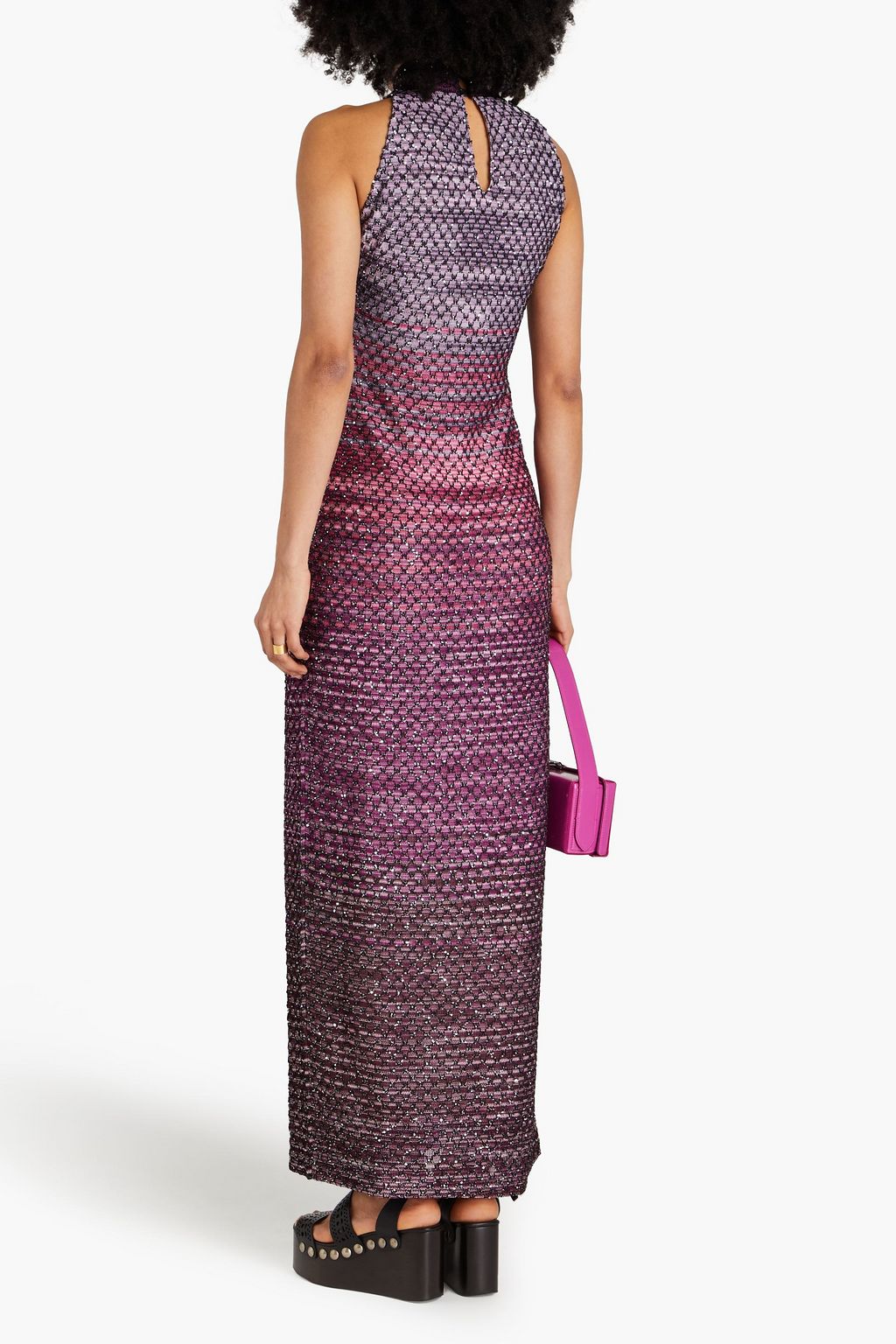 MISSONI فستان طويل مزركش من نسيج بحبكة كروشيه