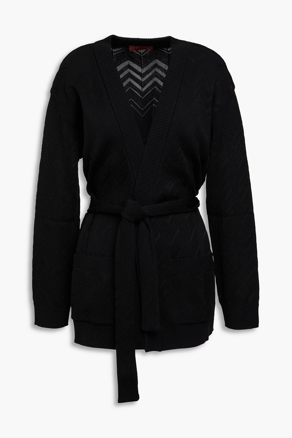 Missoni Crochet-knit Wool-blend Cardigan In Black