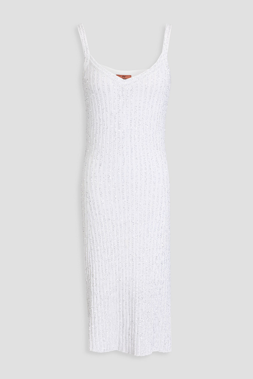 Missoni Sequined Ribbed Crochet-knit Midi Dress In White