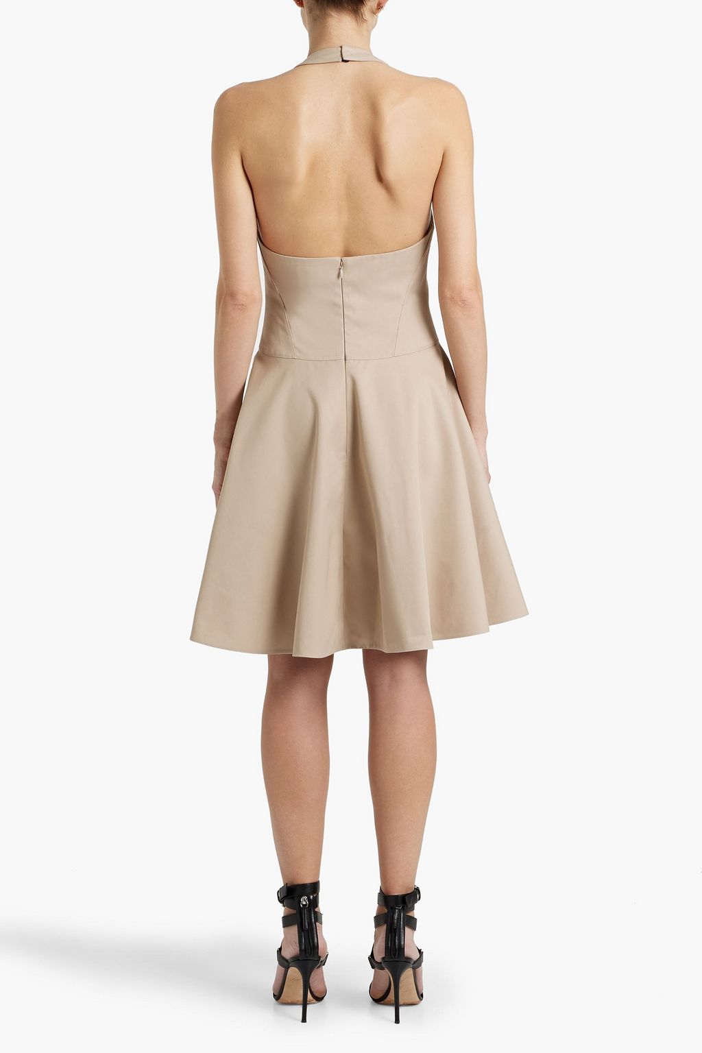ALAÏA Fluted twill halterneck dress