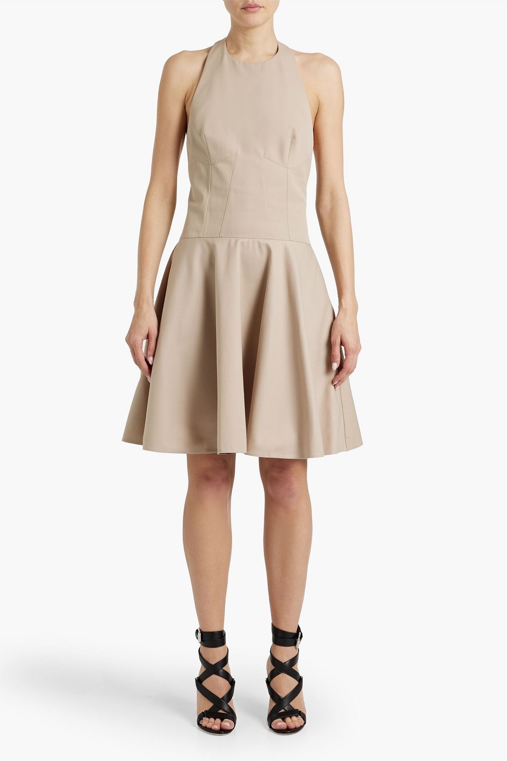 ALAÏA Fluted twill halterneck dress
