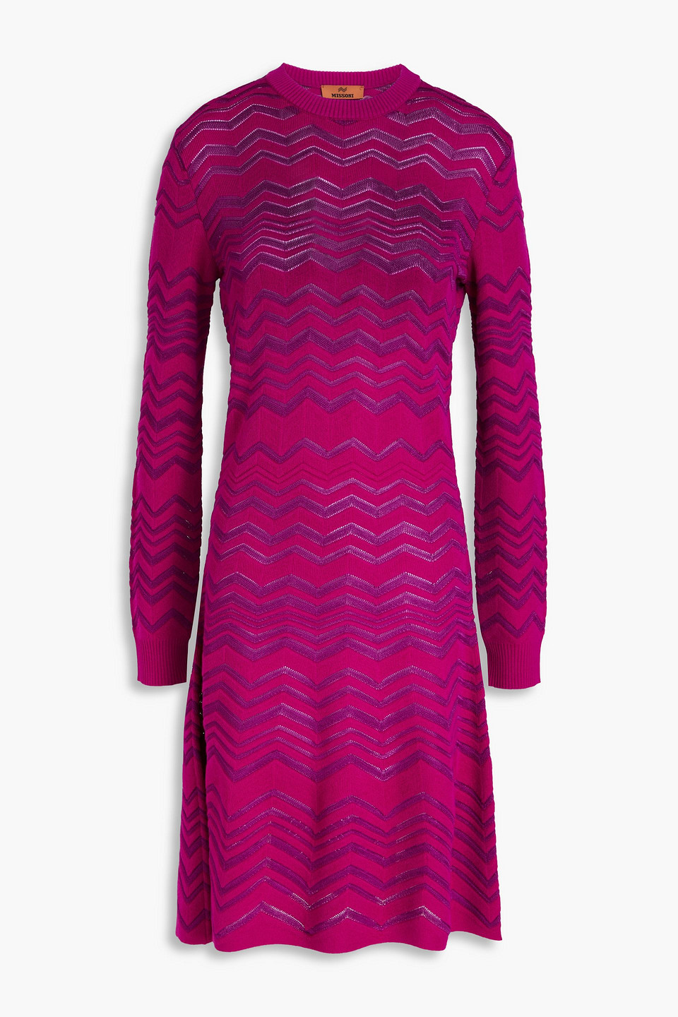 Missoni Crochet-knit Wool-blend Dress In Magenta