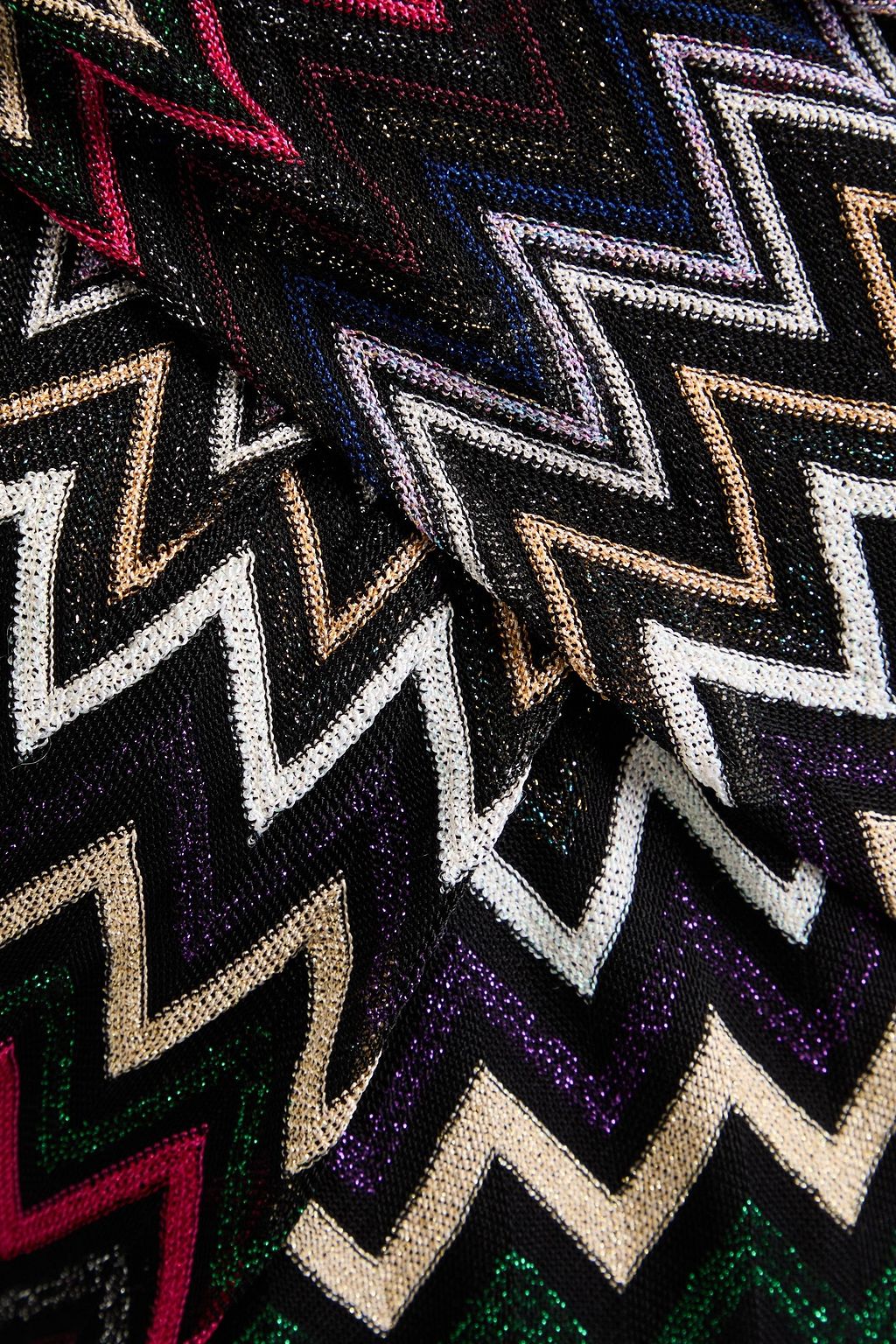 MISSONI فستان قصير من نسيج بحبكة كروشيه بلون معدني