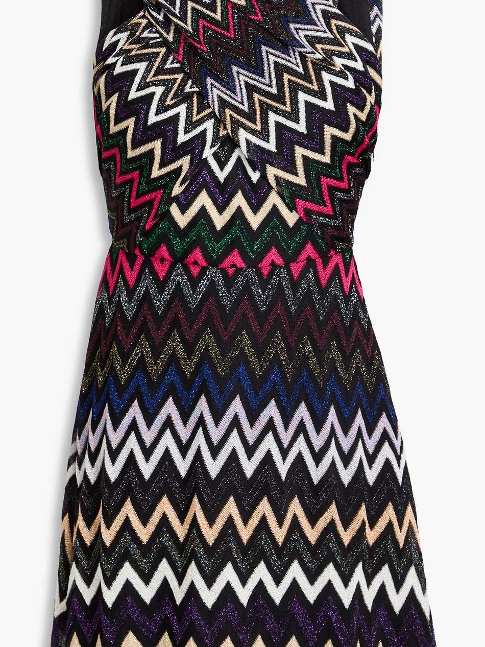 metallic crochet-knit mini dress