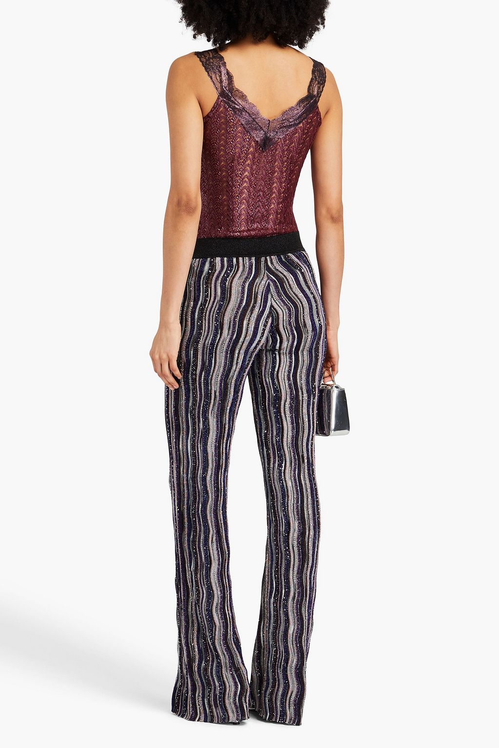 MISSONI Sequin-embellished crochet-knit flared pants
