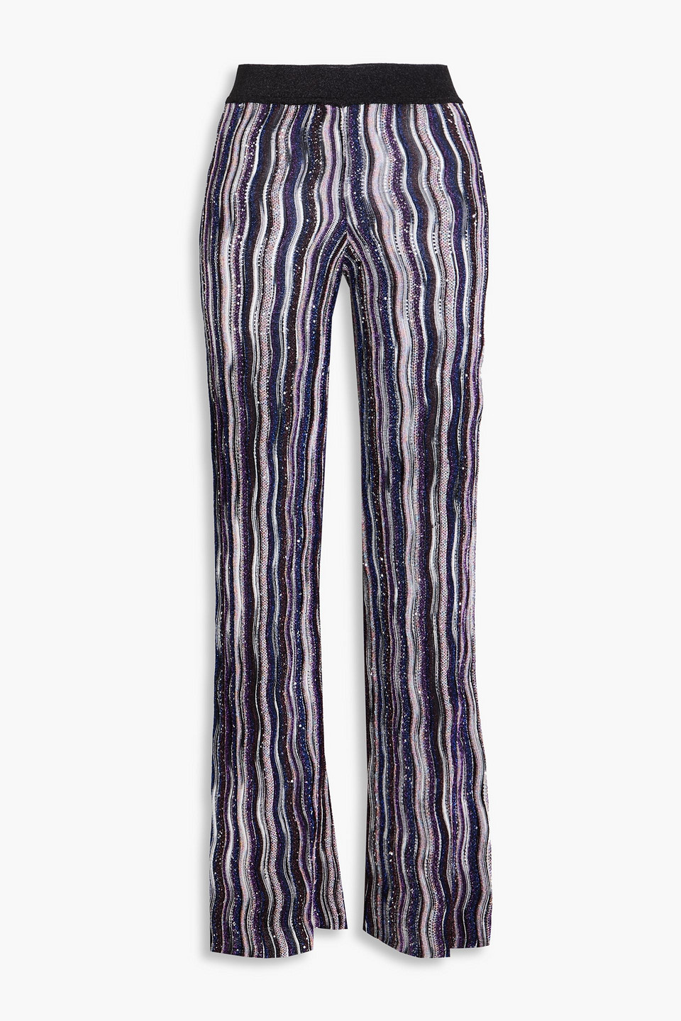 Missoni Sequin-embellished Crochet-knit Flared Pants In Schwarz