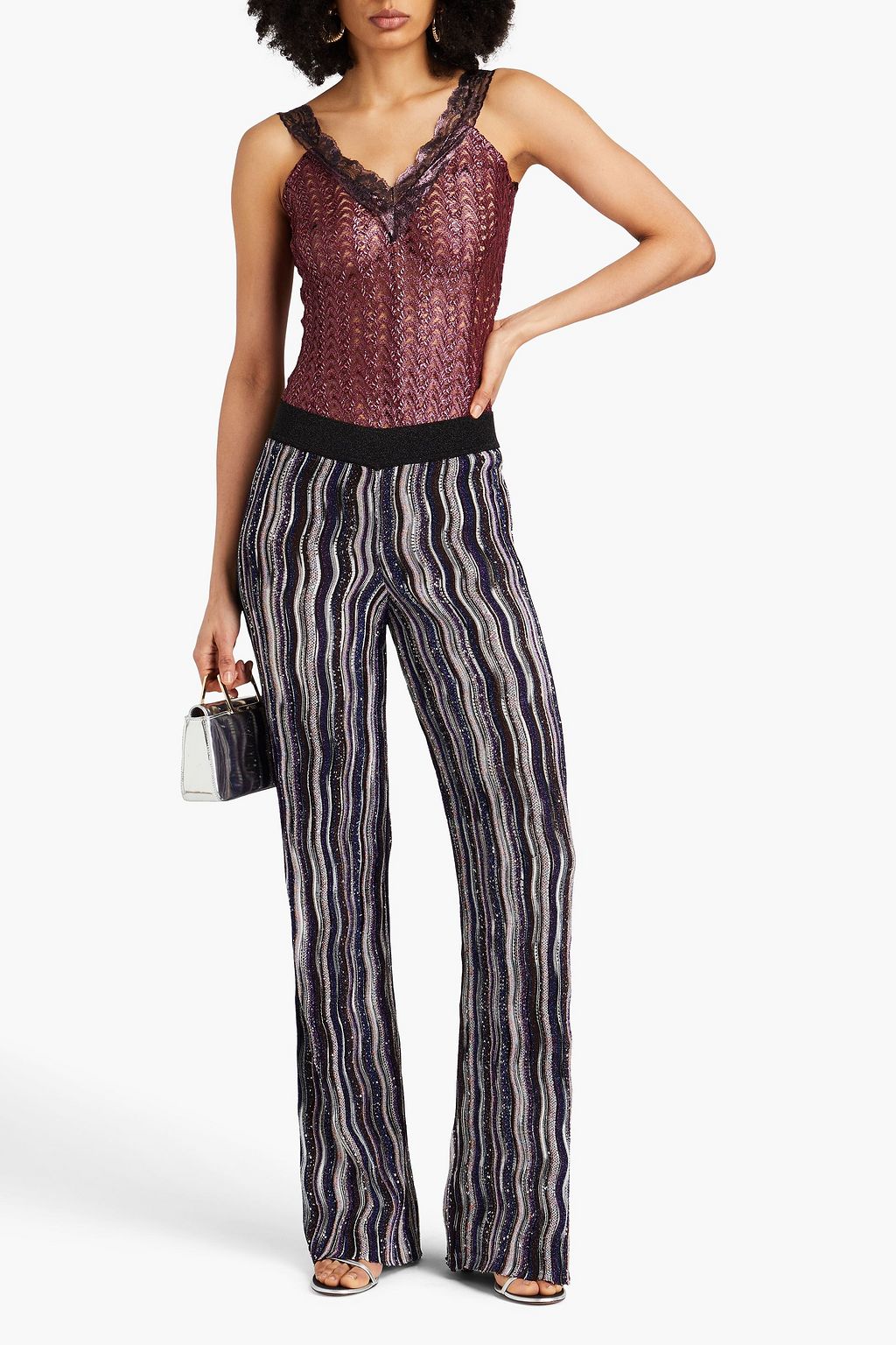 MISSONI Sequin-embellished crochet-knit flared pants